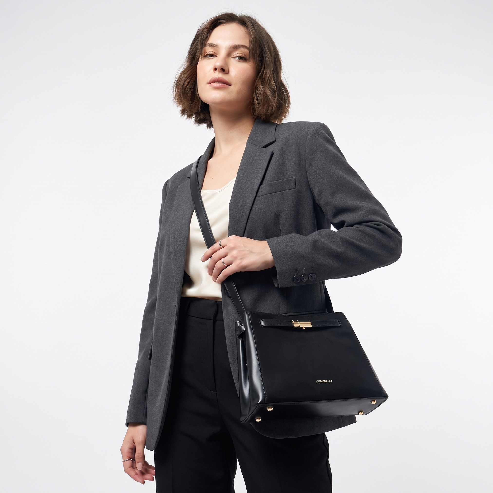 Chrisbella Textured Tote Bag with Pouch-women-bagsandwallets-handbags-image-2