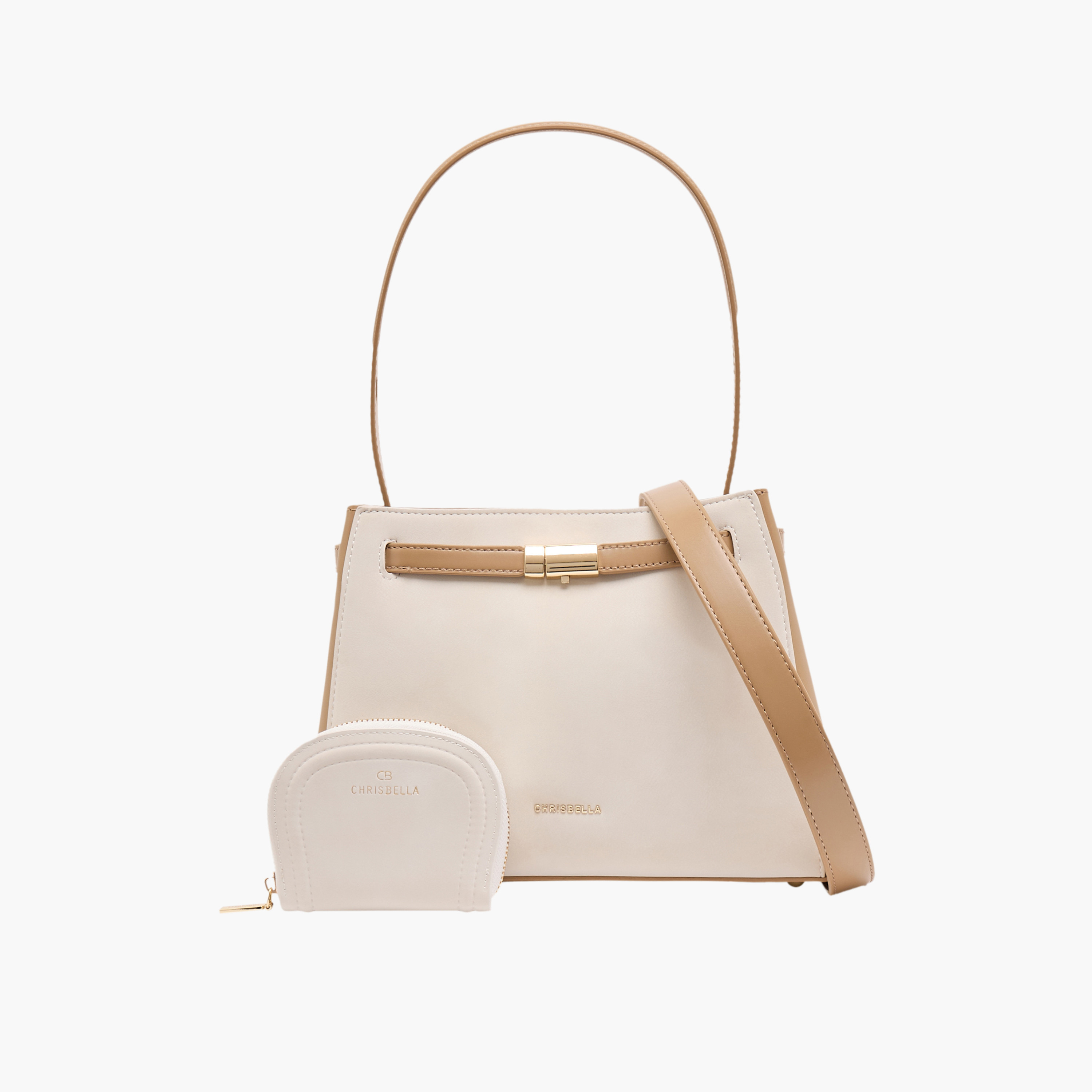 Chrisbella Textured Tote Bag with Pouch-women-bagsandwallets-handbags-image-1