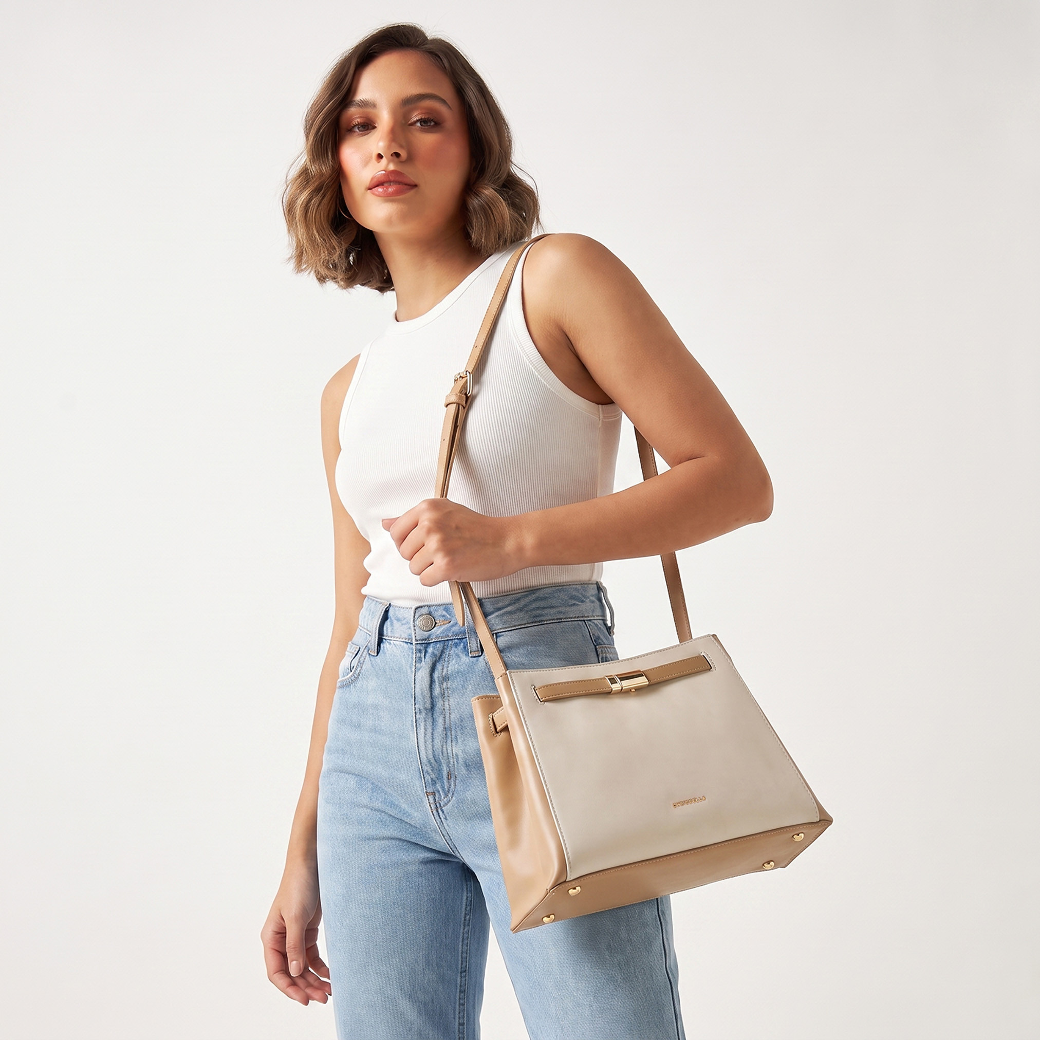 Chrisbella Textured Tote Bag with Pouch-women-bagsandwallets-handbags-image-2