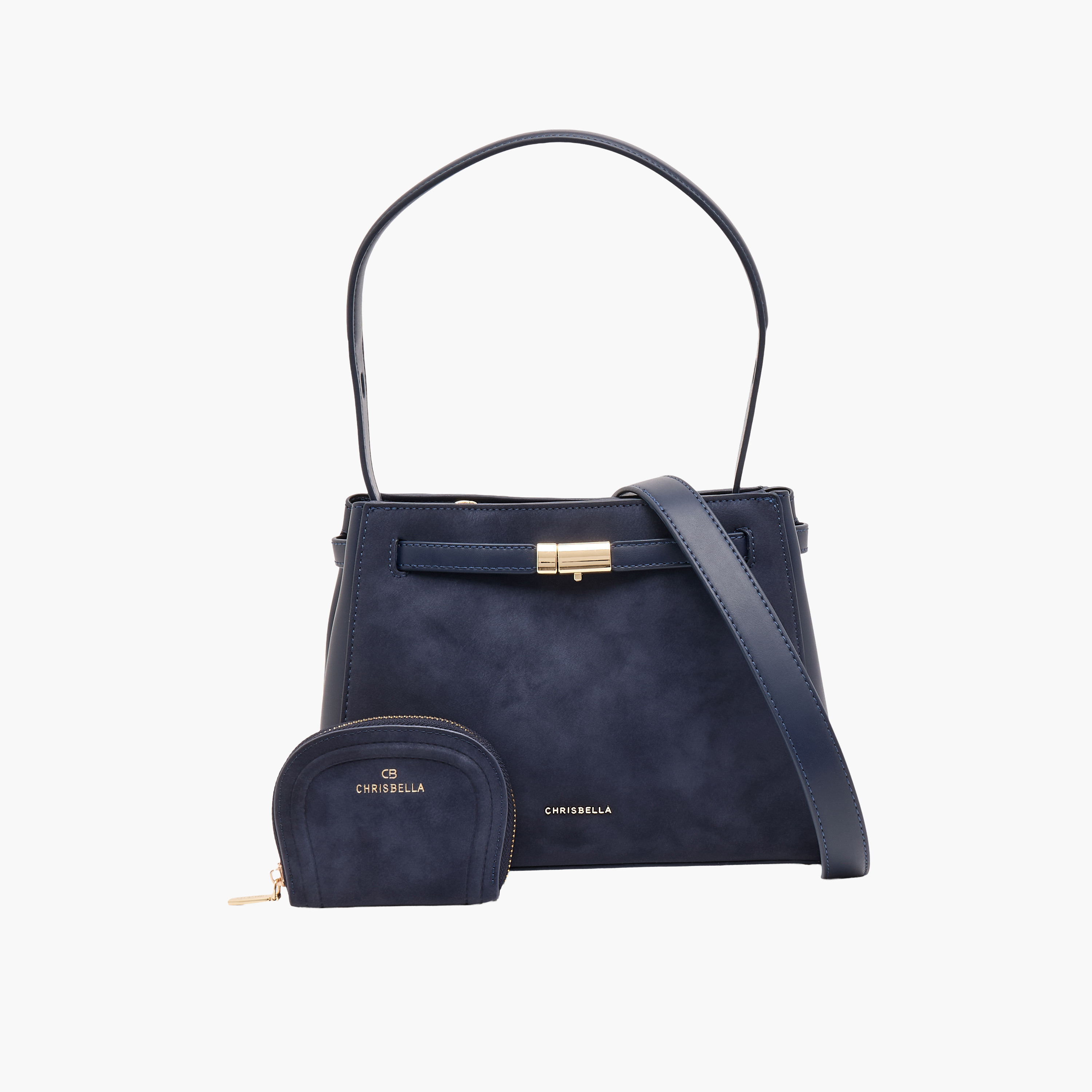 Chrisbella Textured Tote Bag with Pouch-women-bagsandwallets-handbags-image-1