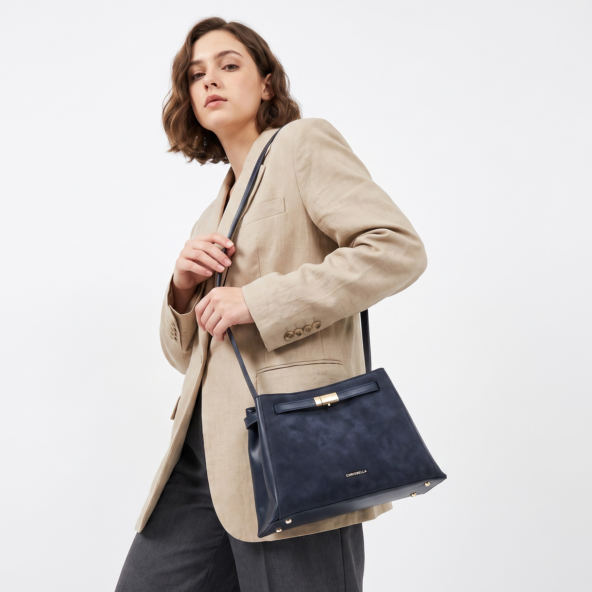 Chrisbella Textured Tote Bag with Pouch-women-bagsandwallets-handbags-image-2