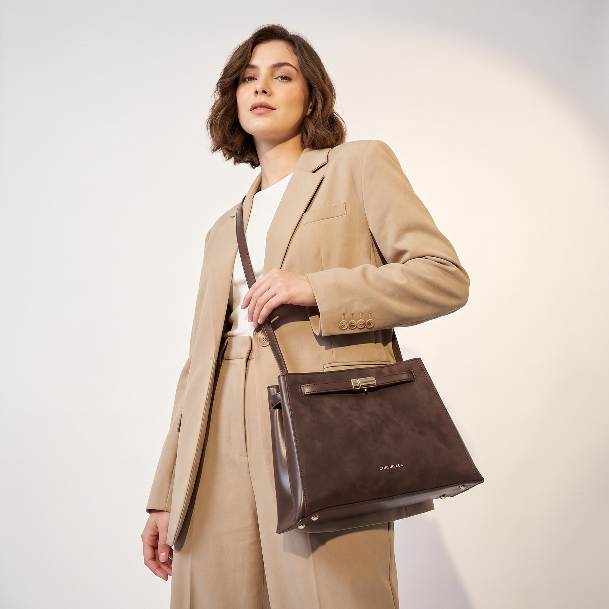 Chrisbella Textured Tote Bag with Pouch-women-bagsandwallets-handbags-image-2