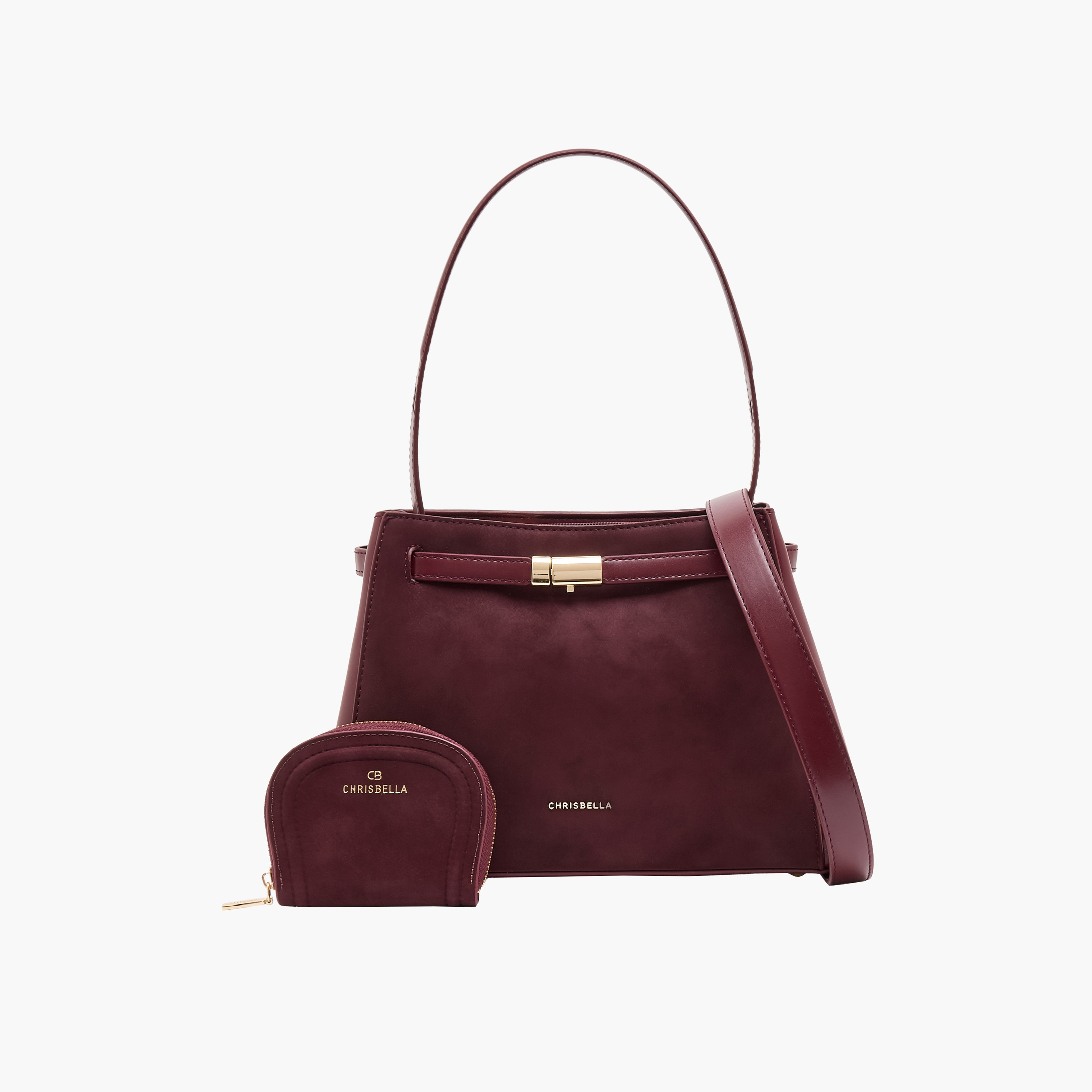 Chrisbella Textured Tote Bag with Pouch-women-bagsandwallets-handbags-image-1