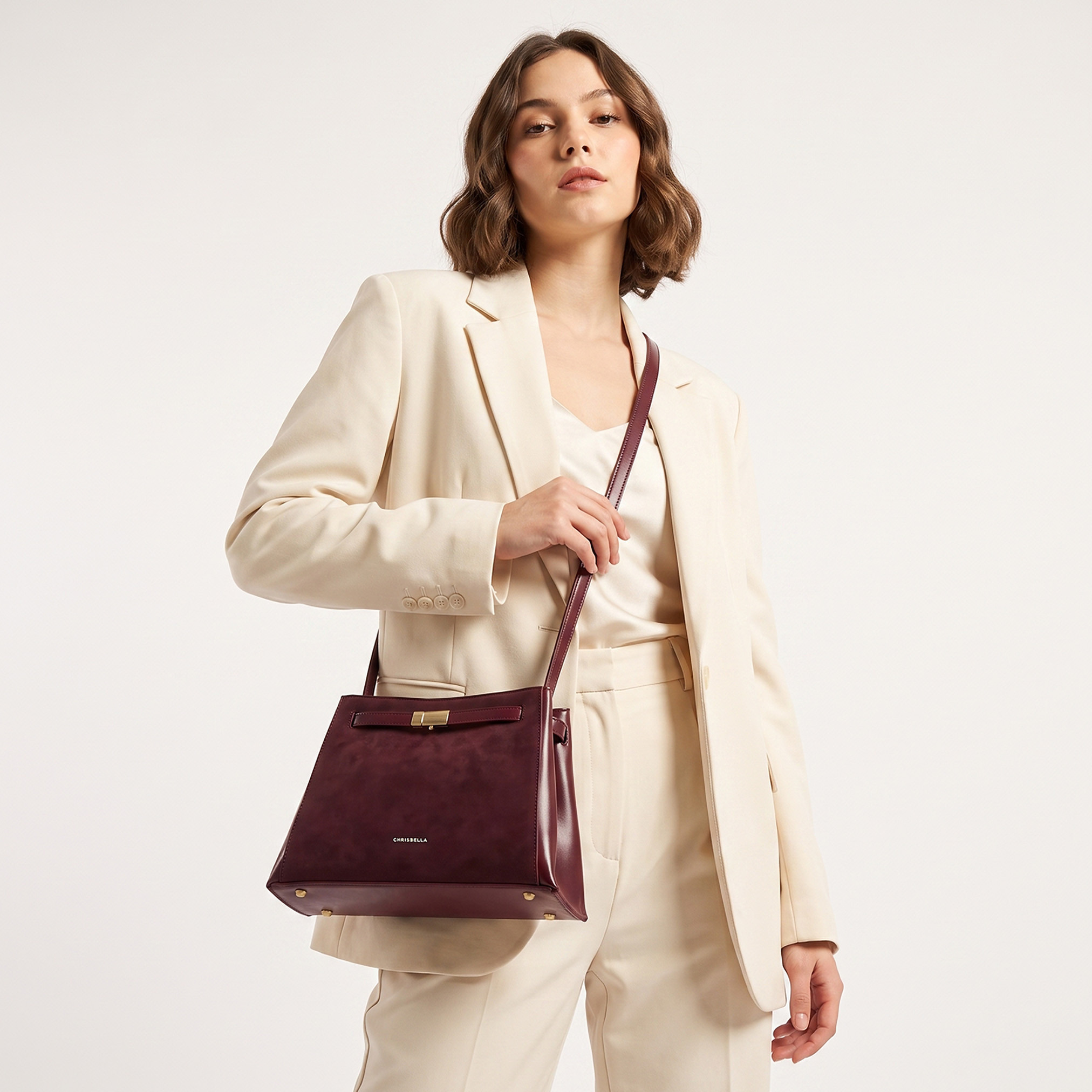 Chrisbella Textured Tote Bag with Pouch-women-bagsandwallets-handbags-image-2