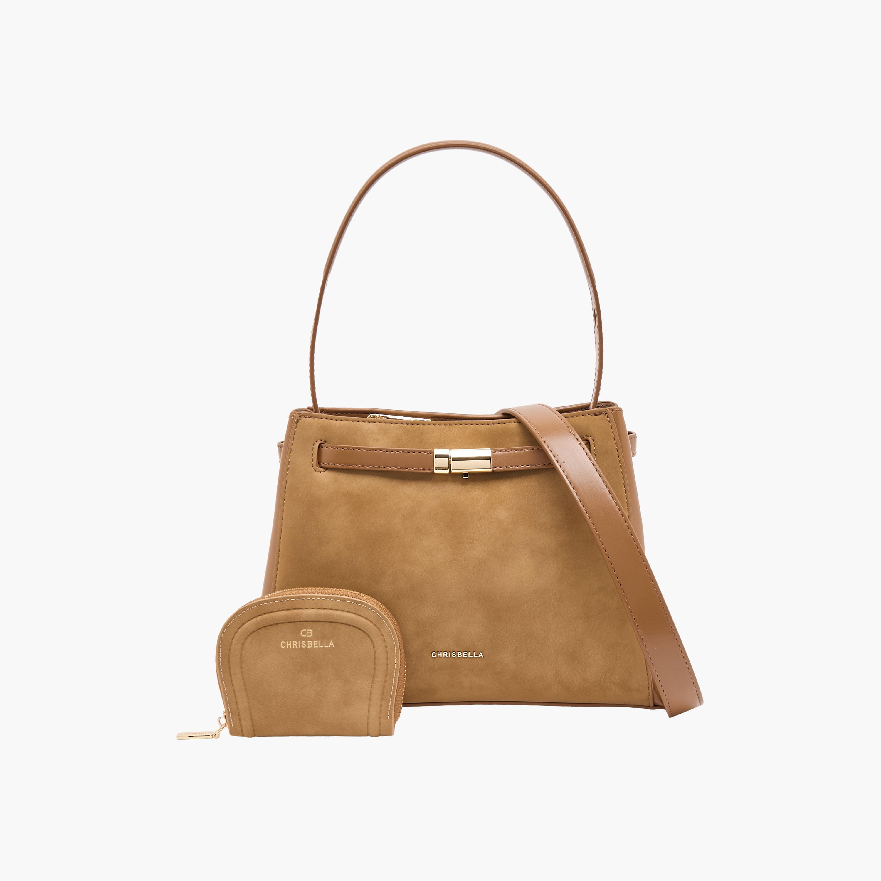 Chrisbella Textured Tote Bag with Pouch-women-bagsandwallets-handbags-image-1