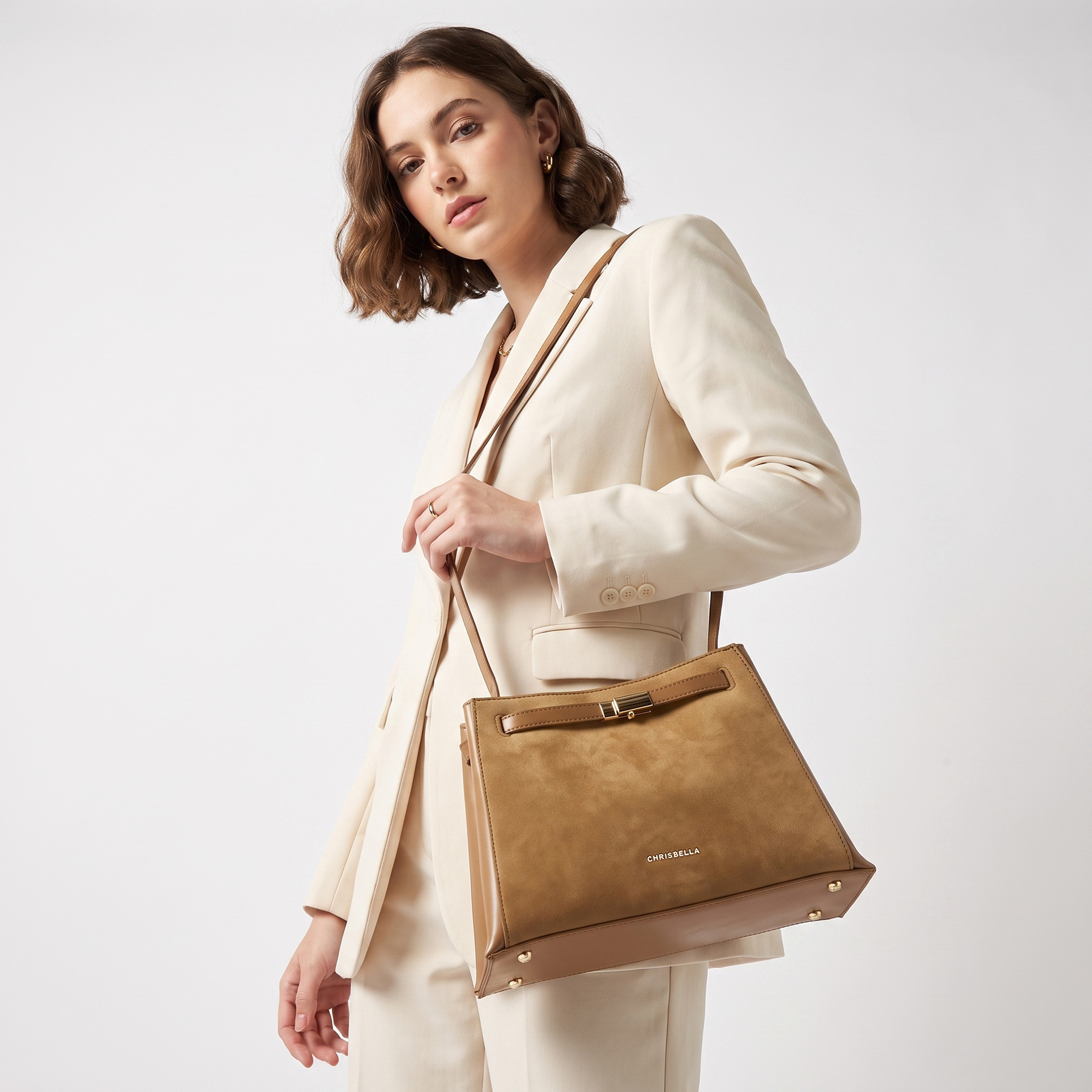 Chrisbella Textured Tote Bag with Pouch-women-bagsandwallets-handbags-image-2