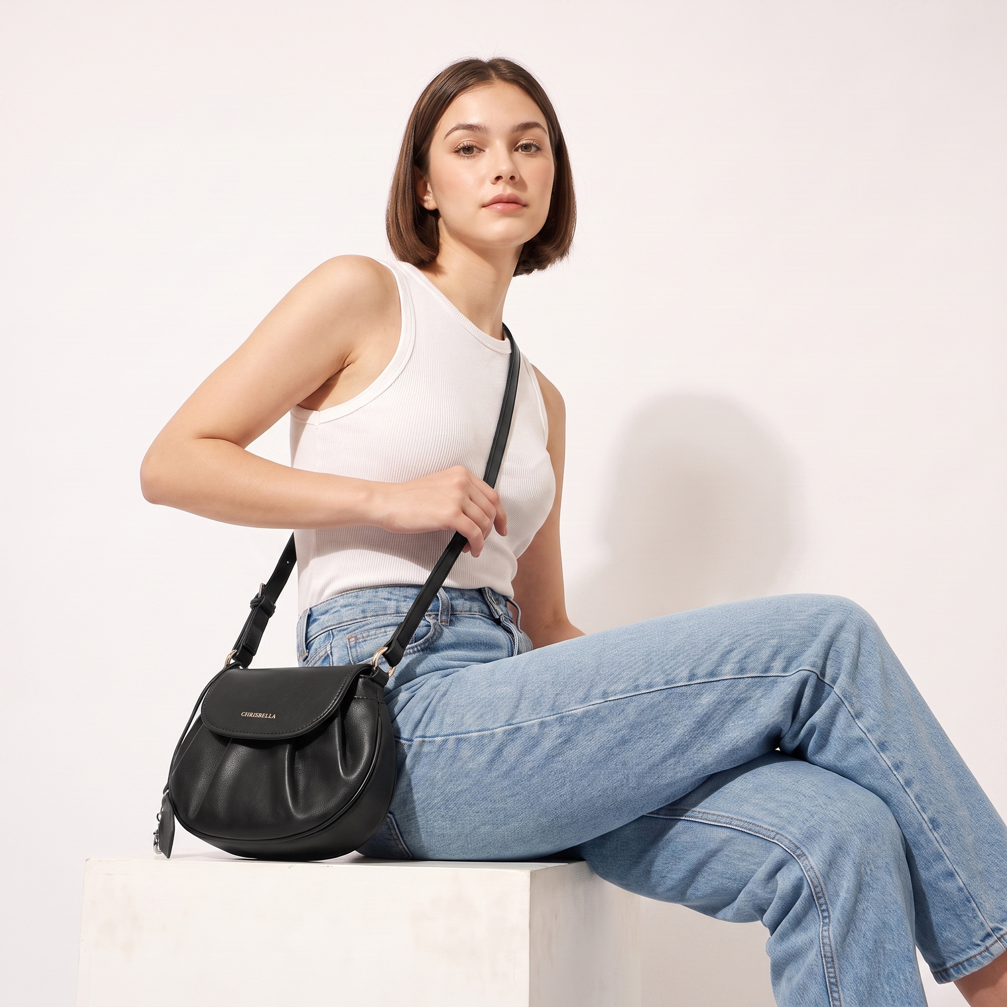 Chrisbella Pleated Shoulder Bag with Adjustable Strap-women-bagsandwallets-handbags-image-2