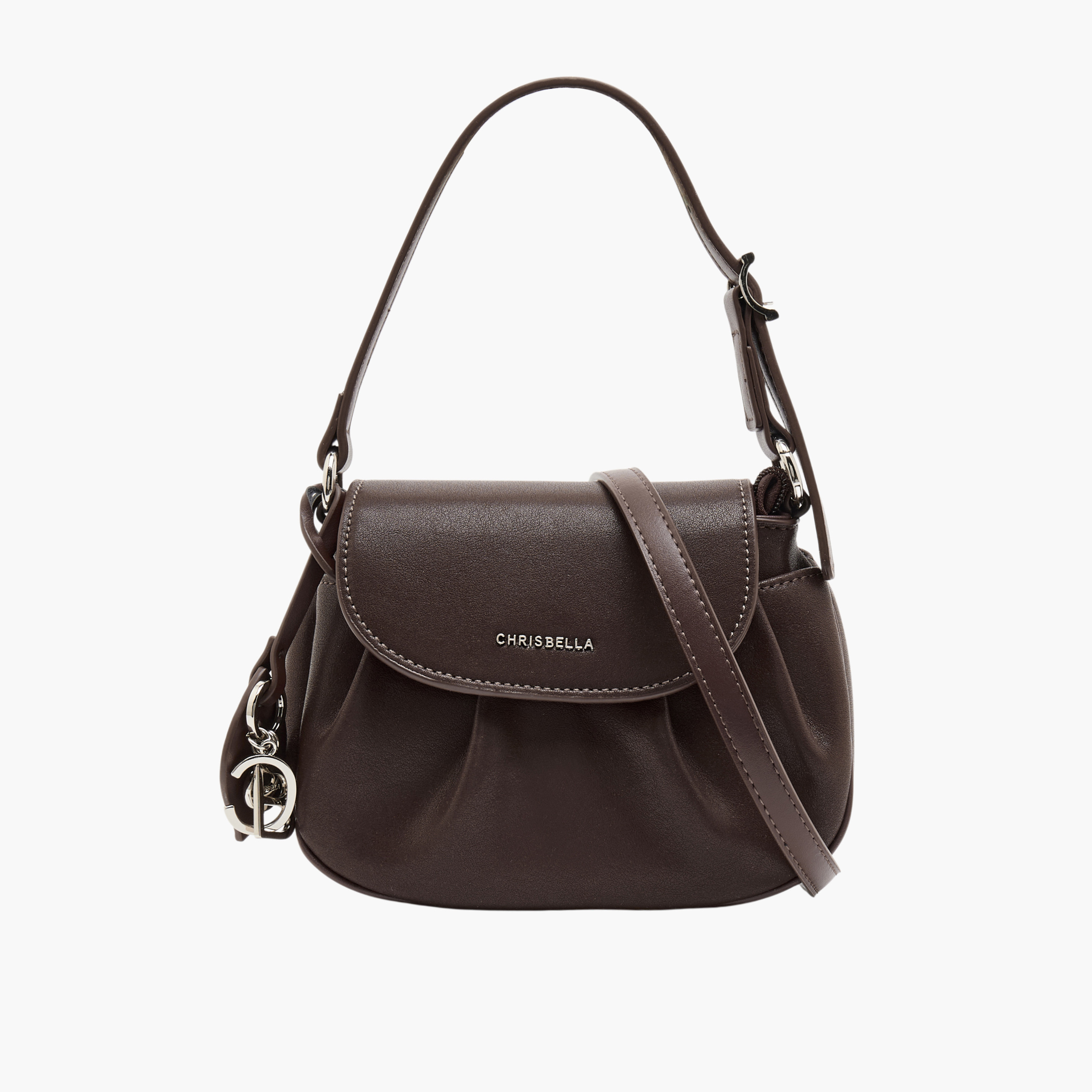 Chrisbella Pleated Shoulder Bag with Adjustable Strap-women-bagsandwallets-handbags-image-1