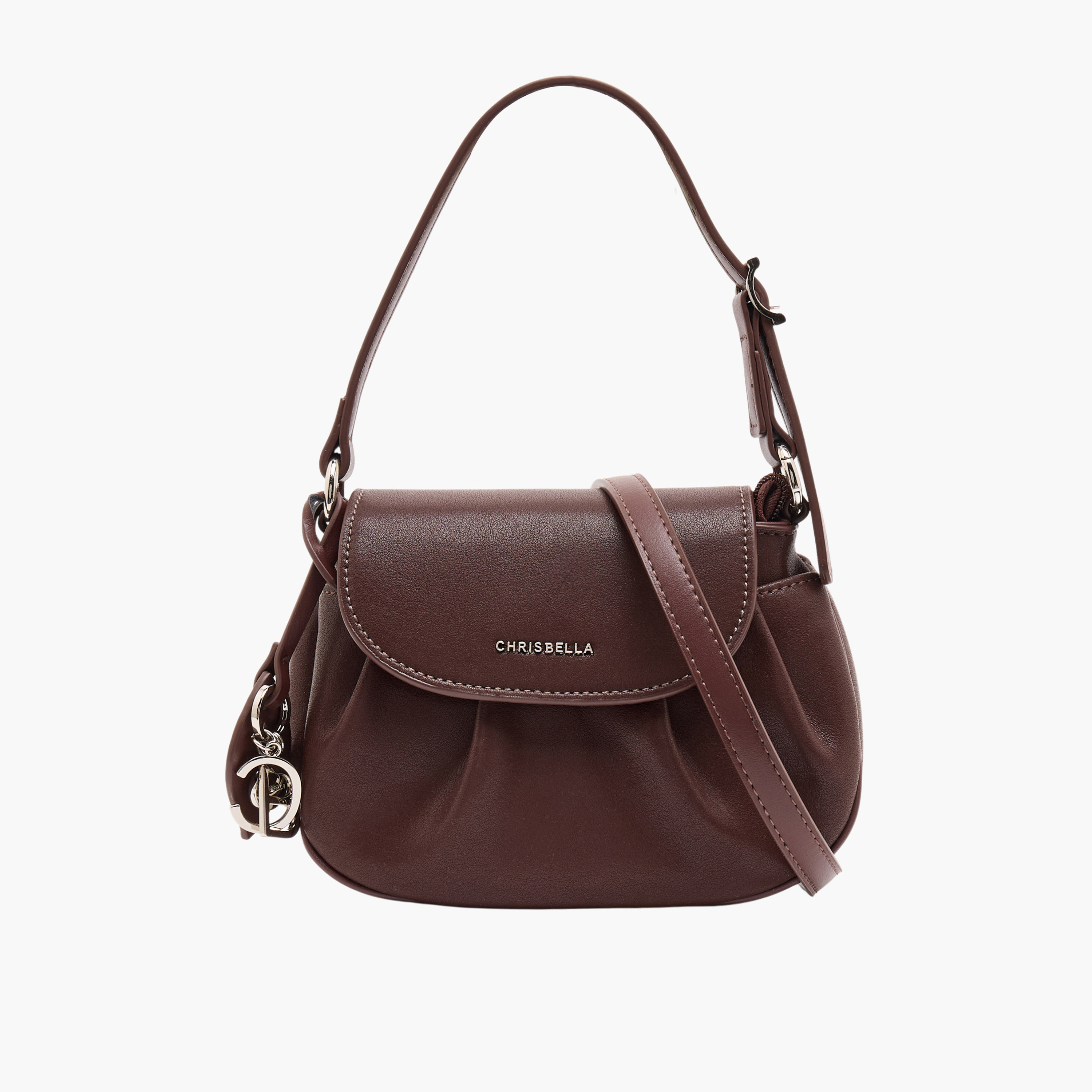 Chrisbella Pleated Shoulder Bag with Adjustable Strap-women-bagsandwallets-handbags-image-1