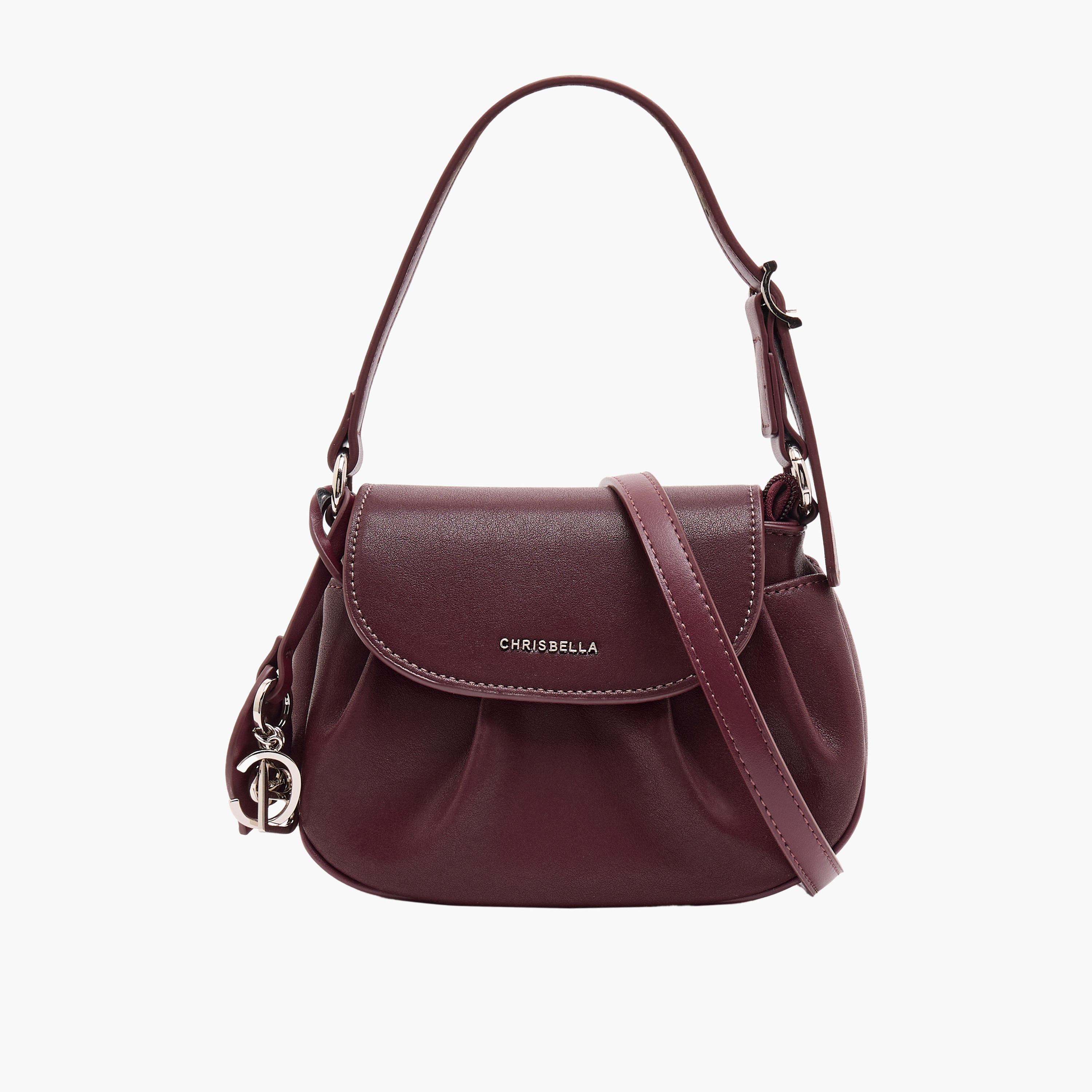 Chrisbella Pleated Shoulder Bag with Adjustable Strap-women-bagsandwallets-handbags-image-1