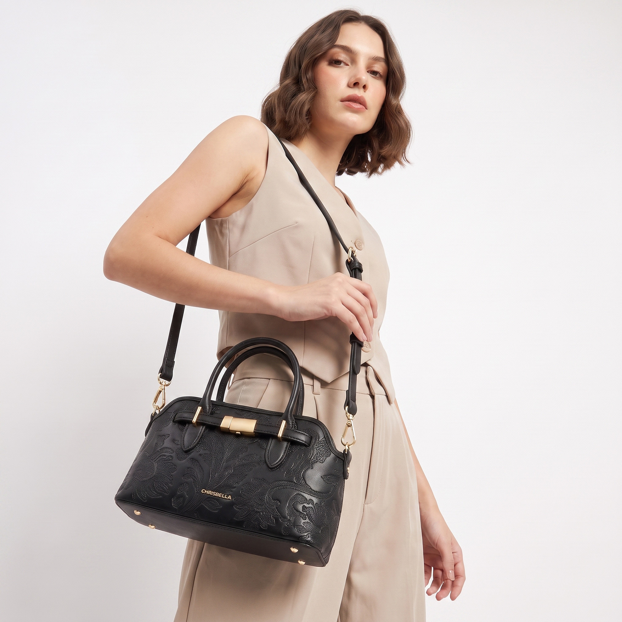 شنطة ساتشيل بارزة الملمس بحزام قابل للفصل من كريسبيلا-women-bagsandwallets-handbags-image-2