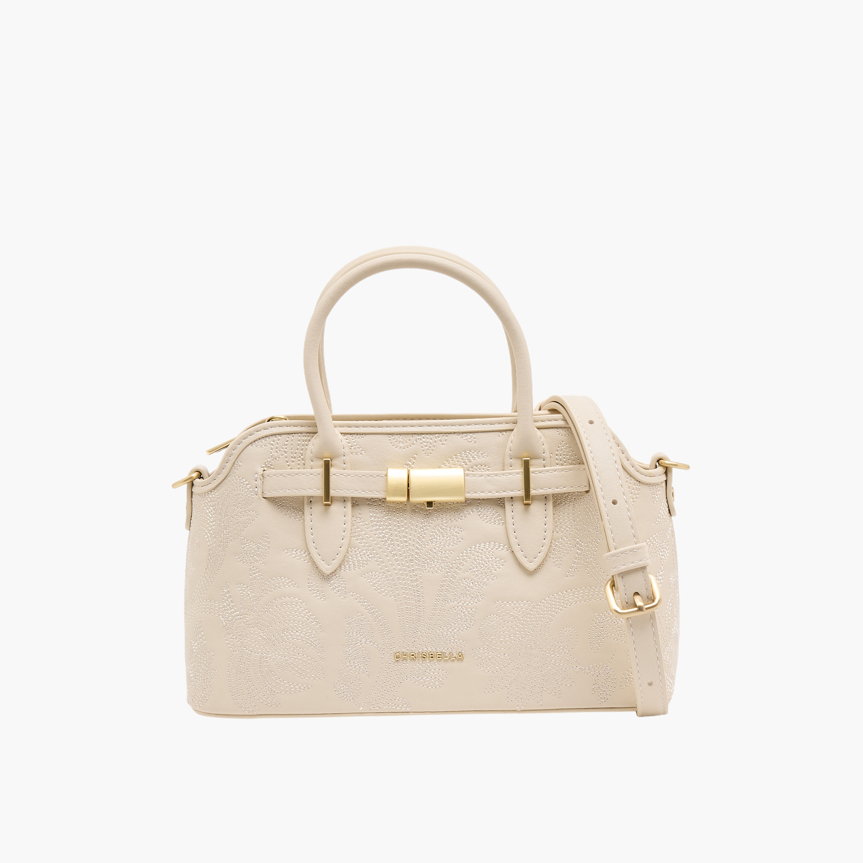 Chrisbella Textured Satchel Bag with Detachable Strap-women-bagsandwallets-handbags-image-1