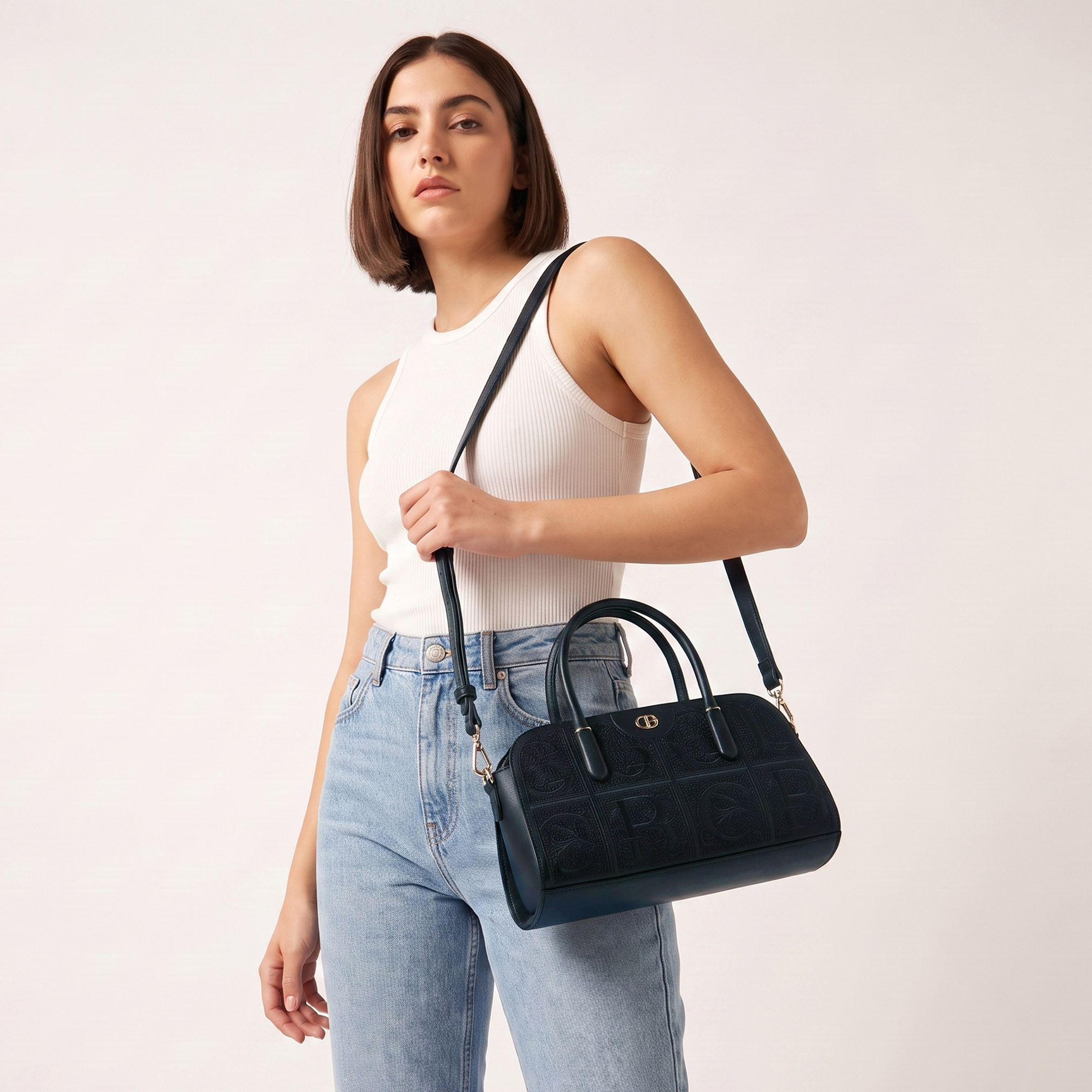 Chrisbella Embossed Tote Bag with Detachable Strap-women-bagsandwallets-handbags-image-2