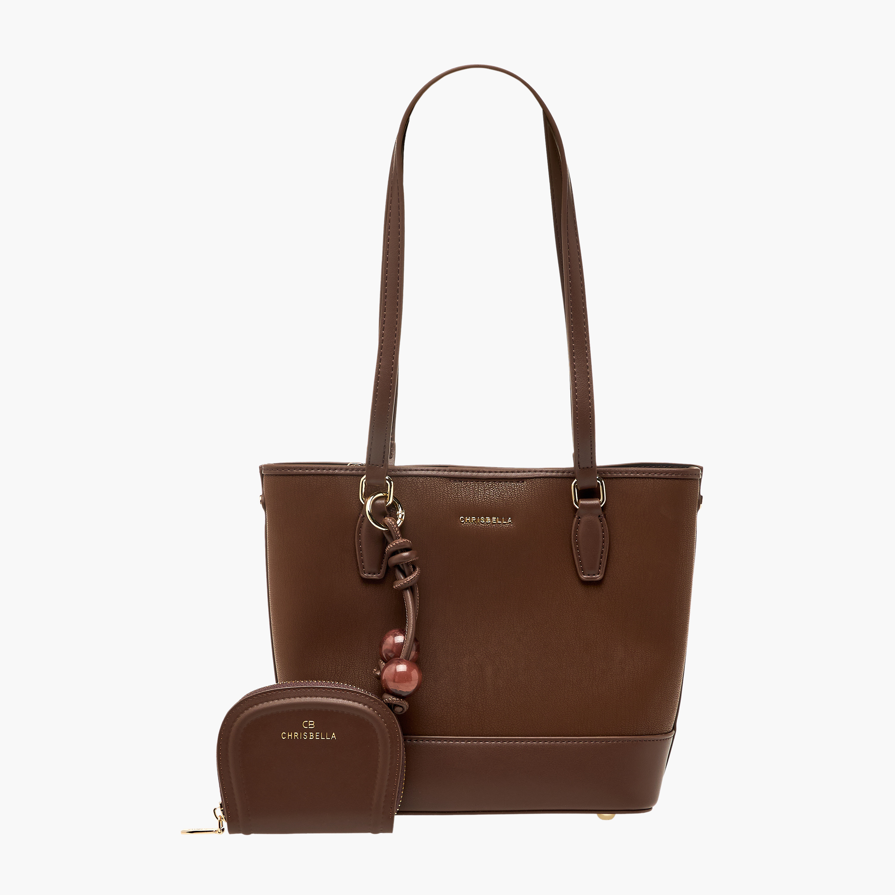 Chrisbella Textured Tote Bag with Pouch-women-bagsandwallets-handbags-image-1
