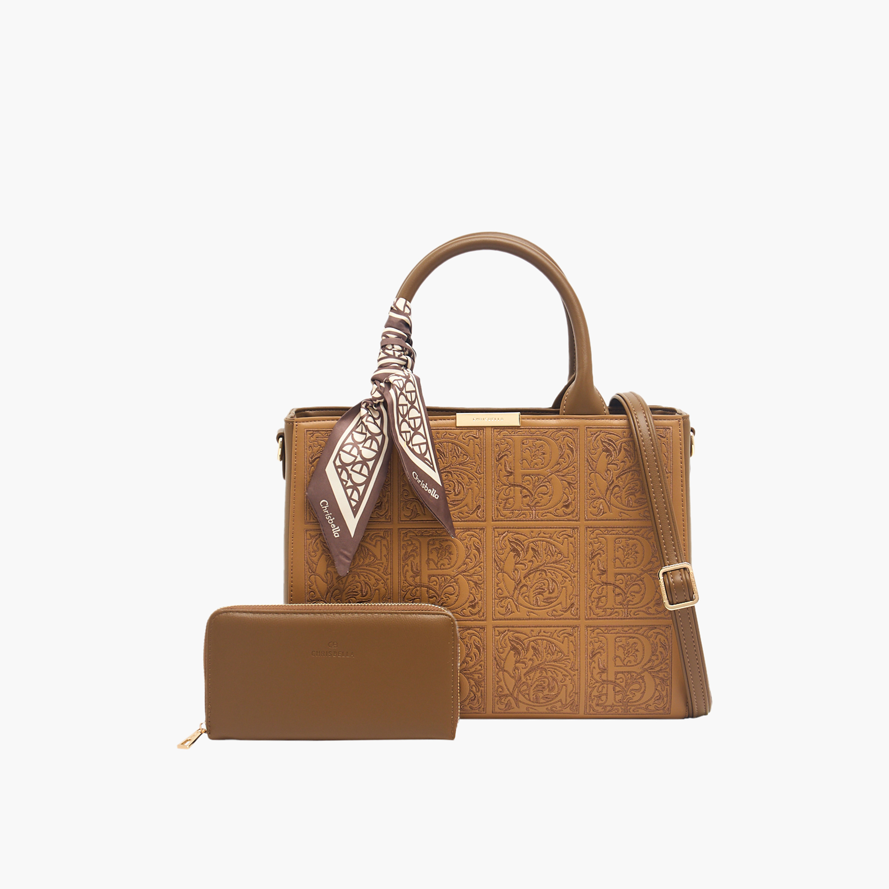 شنطة توتي منقوشة مع محفظة بسحاب إغلاق دائري من كريسبيلا-women-bagsandwallets-handbags-image-1