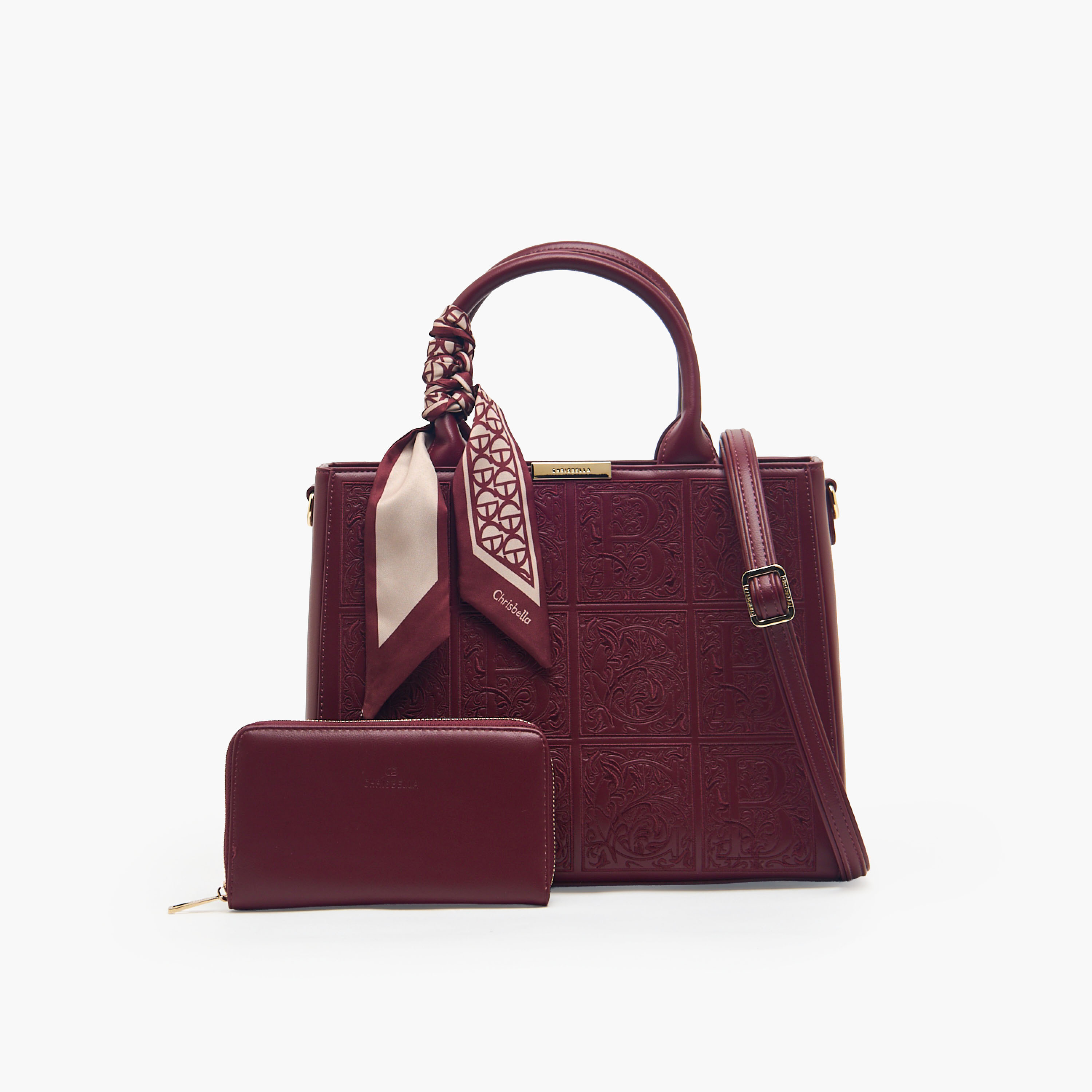 شنطة توتي منقوشة مع محفظة بسحاب إغلاق دائري من كريسبيلا-women-bagsandwallets-handbags-image-1