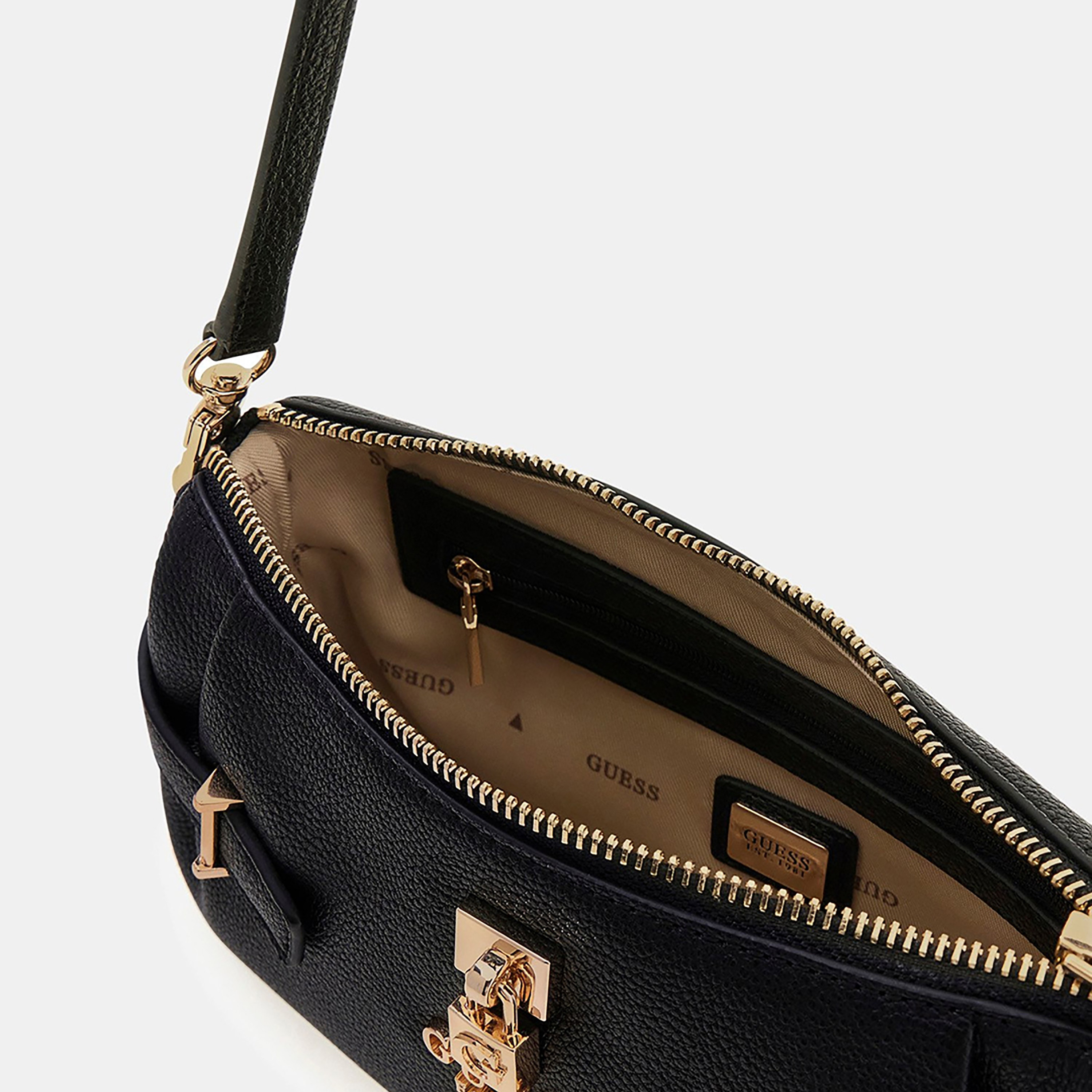 Guess Yesba Textured Shoulder Bag with Zipper Closure & Detachable Strap-women-bagsandwallets-handbags-image-3