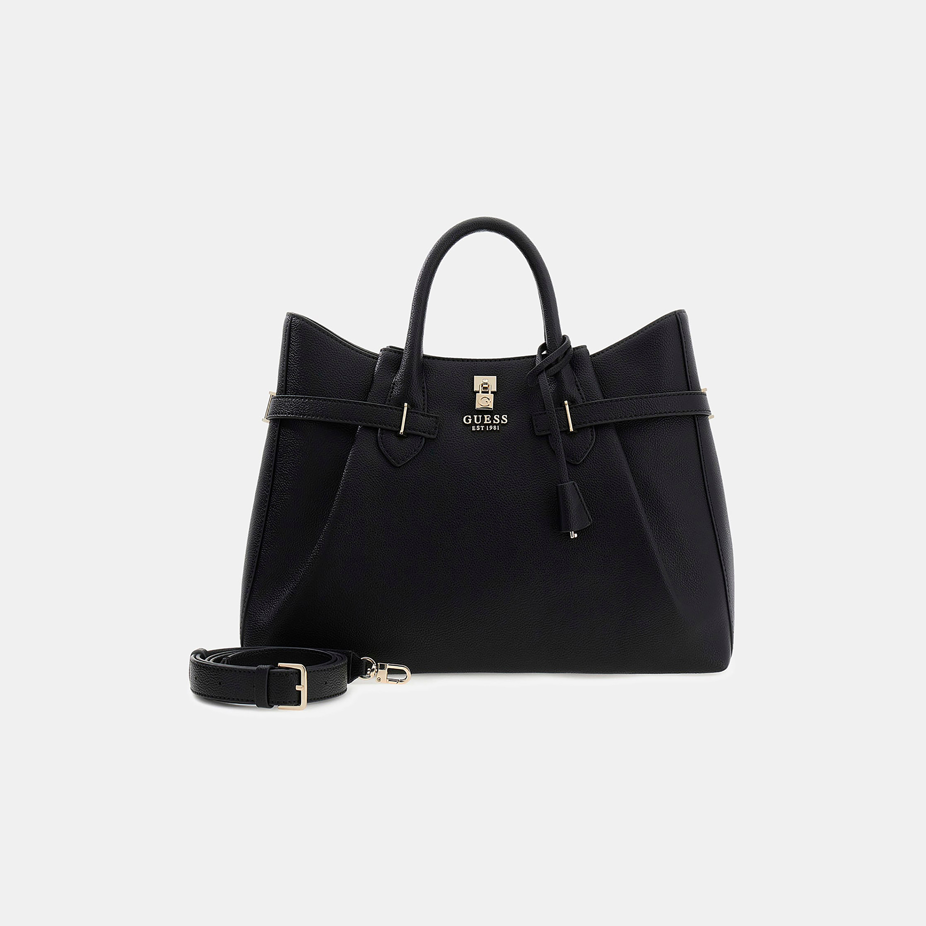 Guess Yesba Plain Double Handle Satchel Bag with Zipper Closure & Detachable Strap-women-bagsandwallets-handbags-image-1
