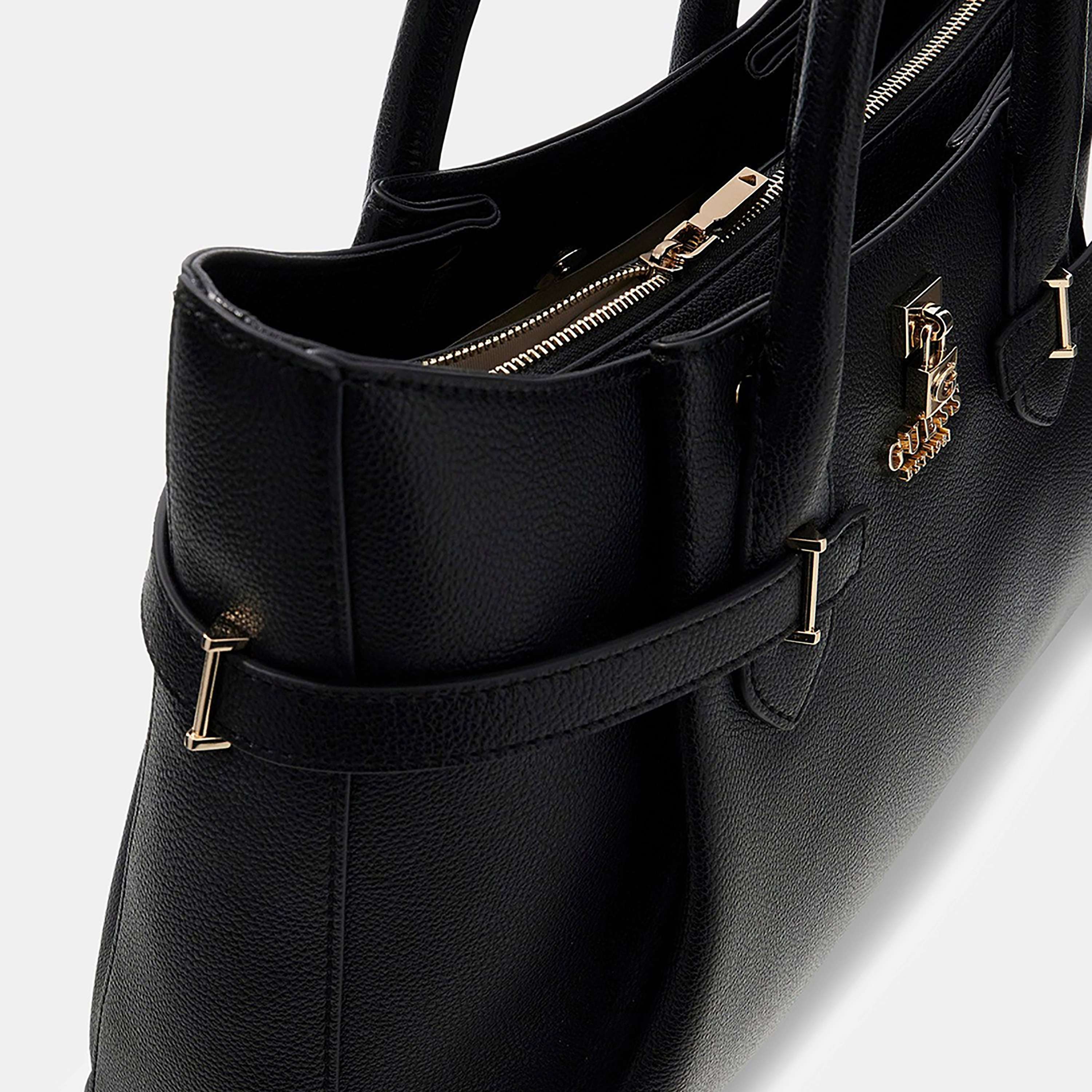 Guess Yesba Plain Double Handle Satchel Bag with Zipper Closure & Detachable Strap-women-bagsandwallets-handbags-image-3