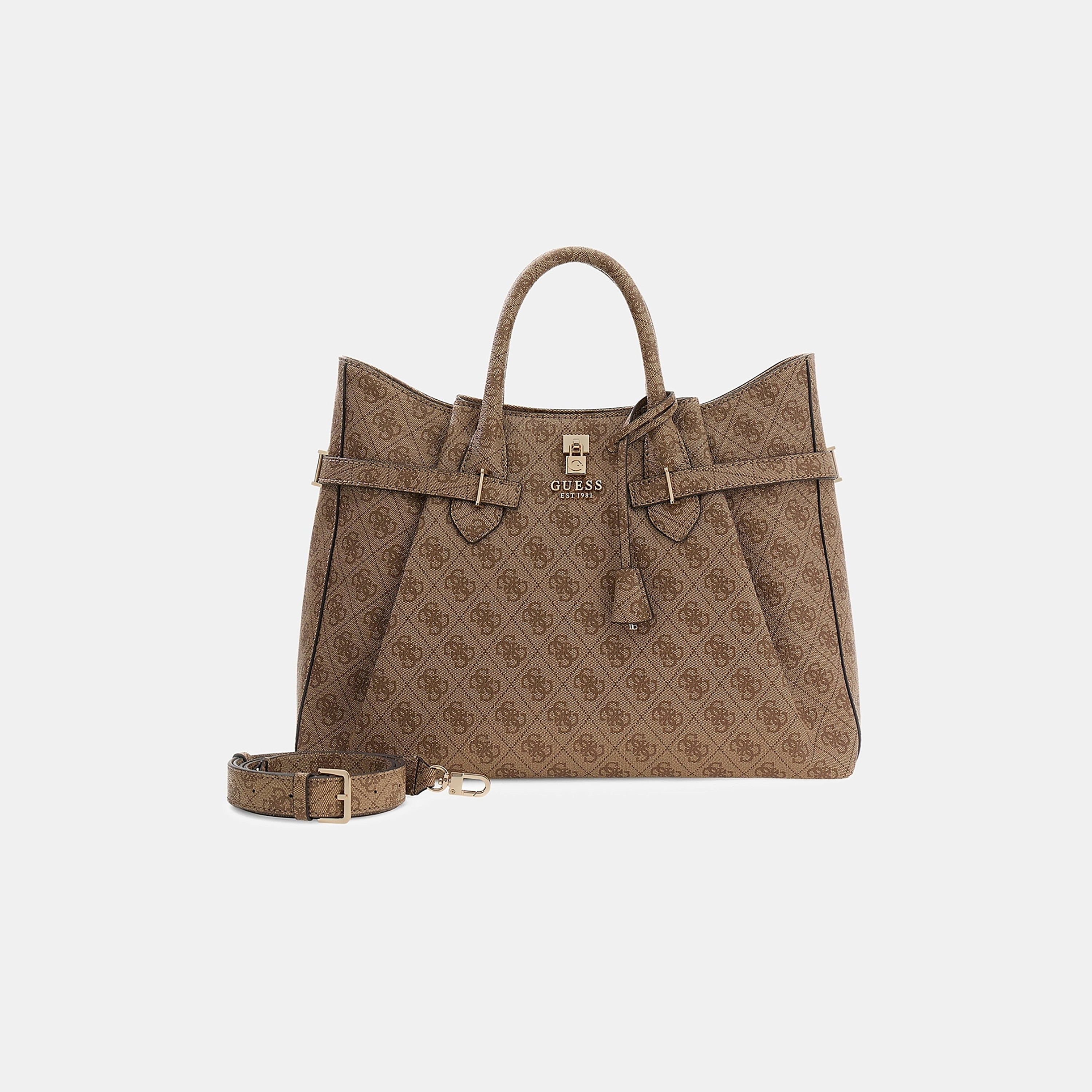 حقيبة يد مزدوجة المقبض مطبوعة من Guess Yesba مع سحاب إغلاق وحزام قابل للفصل-women-bagsandwallets-handbags-image-1