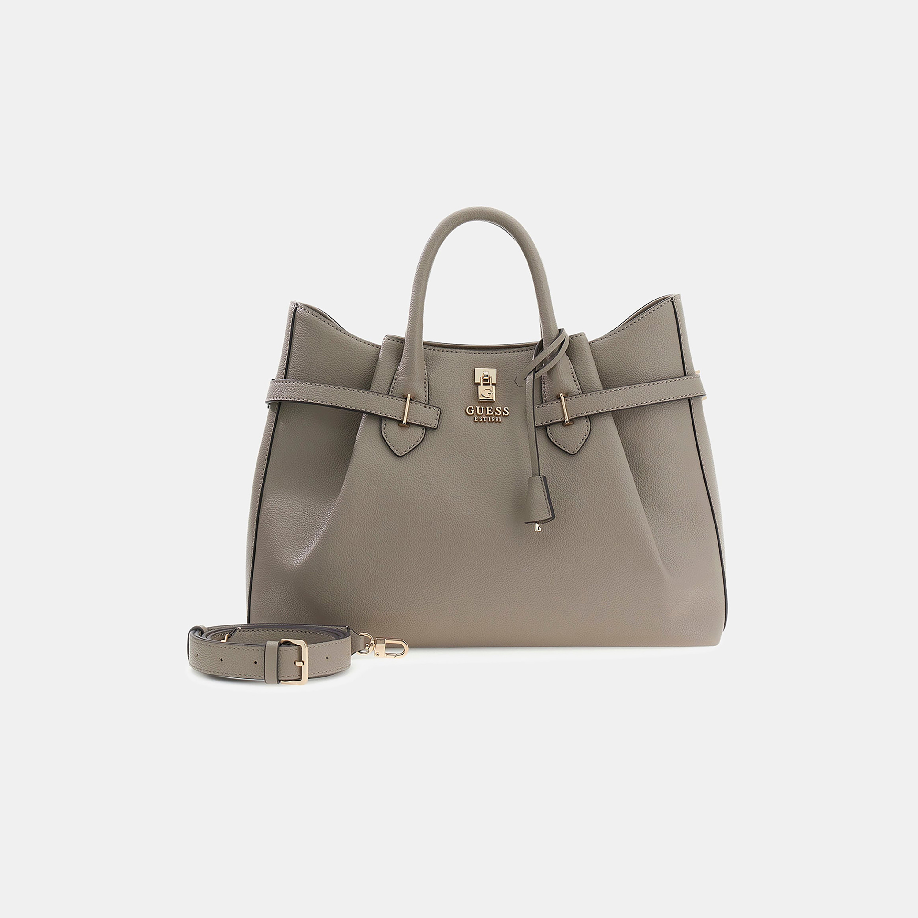Guess Yesba Plain Double Handle Satchel Bag with Zipper Closure & Detachable Strap-women-bagsandwallets-handbags-image-1