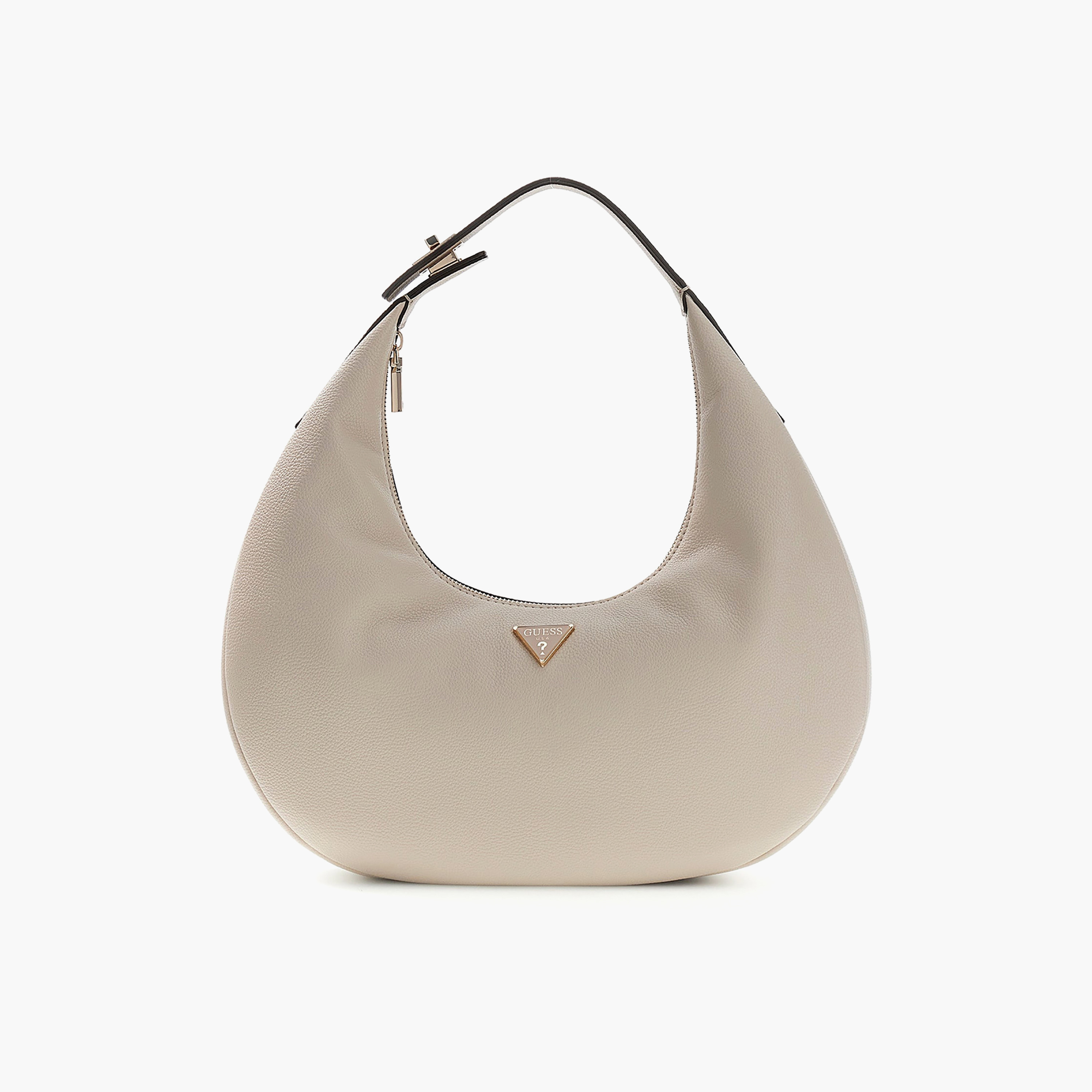Guess Evie Plain Top Handle Hobo Bag with Zipper Closure & Non-Detachable Strap-women-bagsandwallets-handbags-image-1