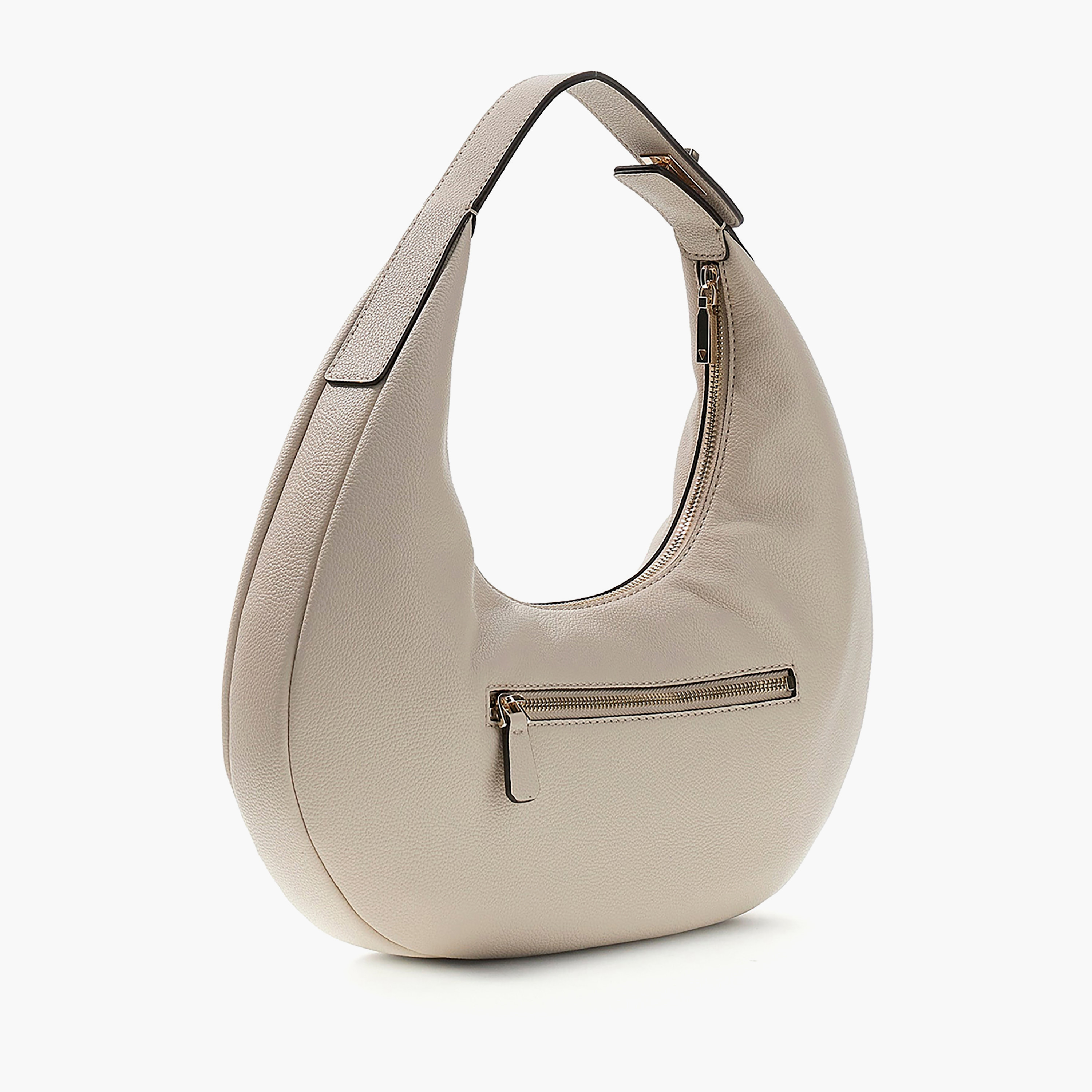Guess Evie Plain Top Handle Hobo Bag with Zipper Closure & Non-Detachable Strap-women-bagsandwallets-handbags-image-2
