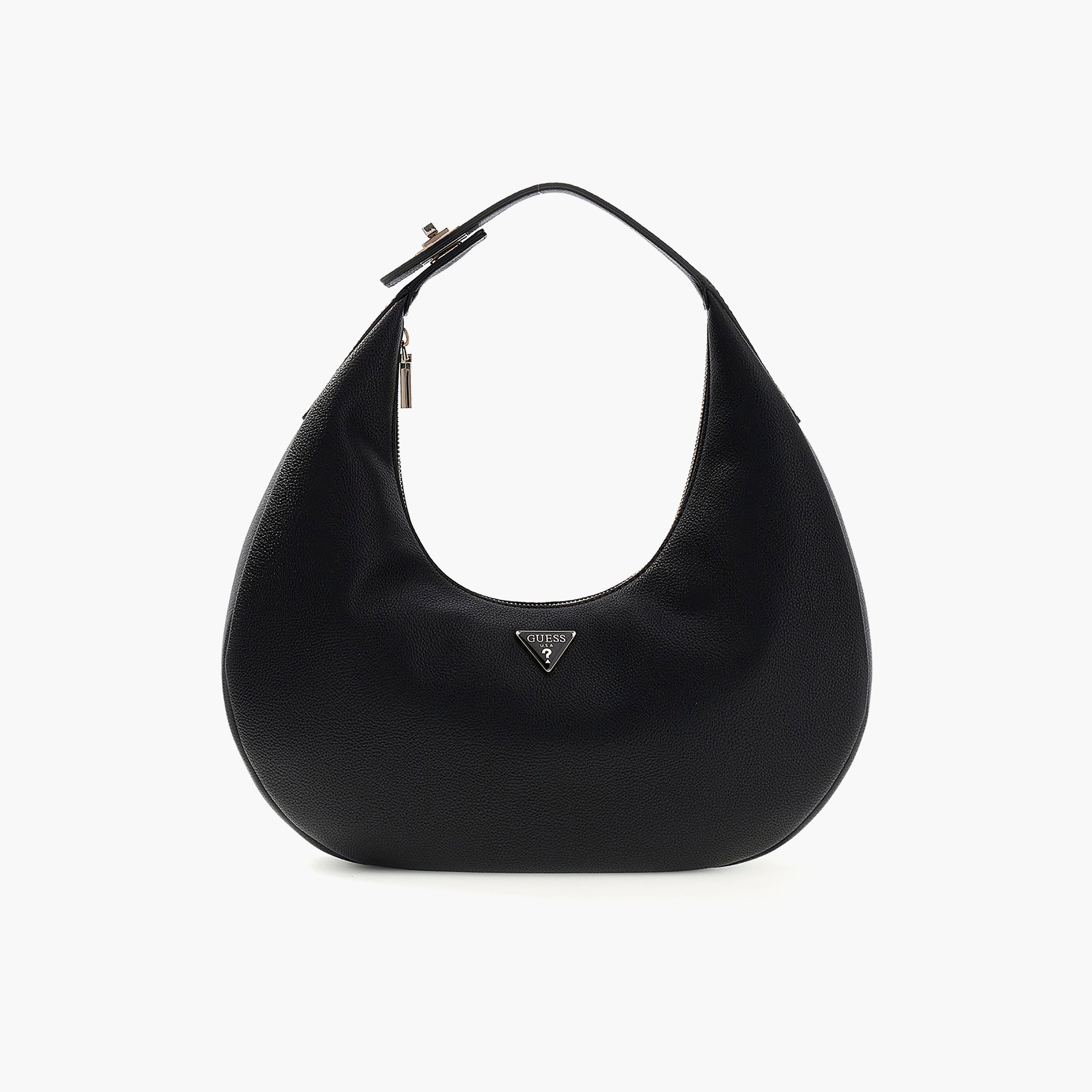 Guess Evie Plain Top Handle Hobo Bag with Zipper Closure & Non-Detachable Strap-women-bagsandwallets-handbags-image-1