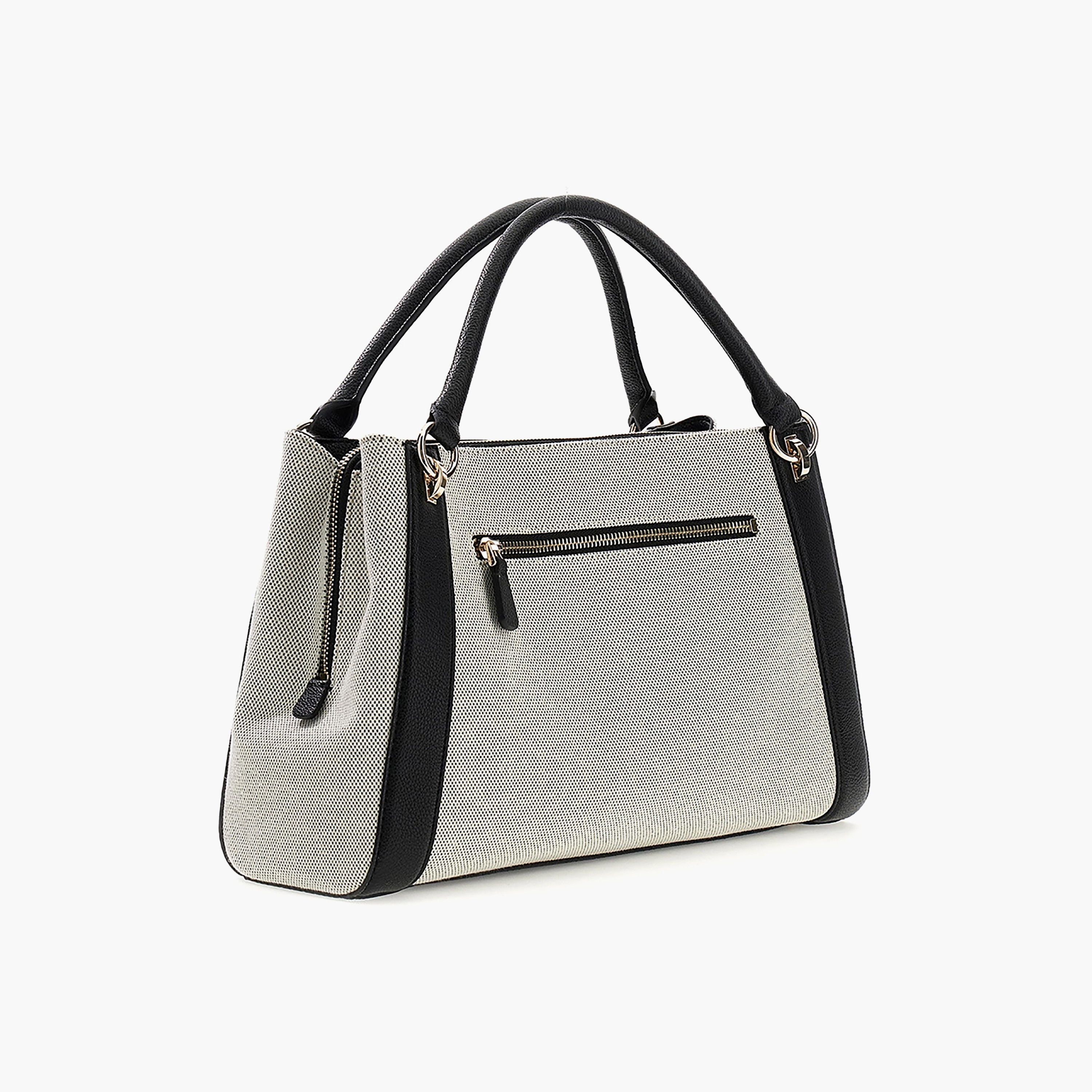 Guess Karnilla Textured Double Handle Satchel Bag with Magnetic Closure-women-bagsandwallets-handbags-image-2