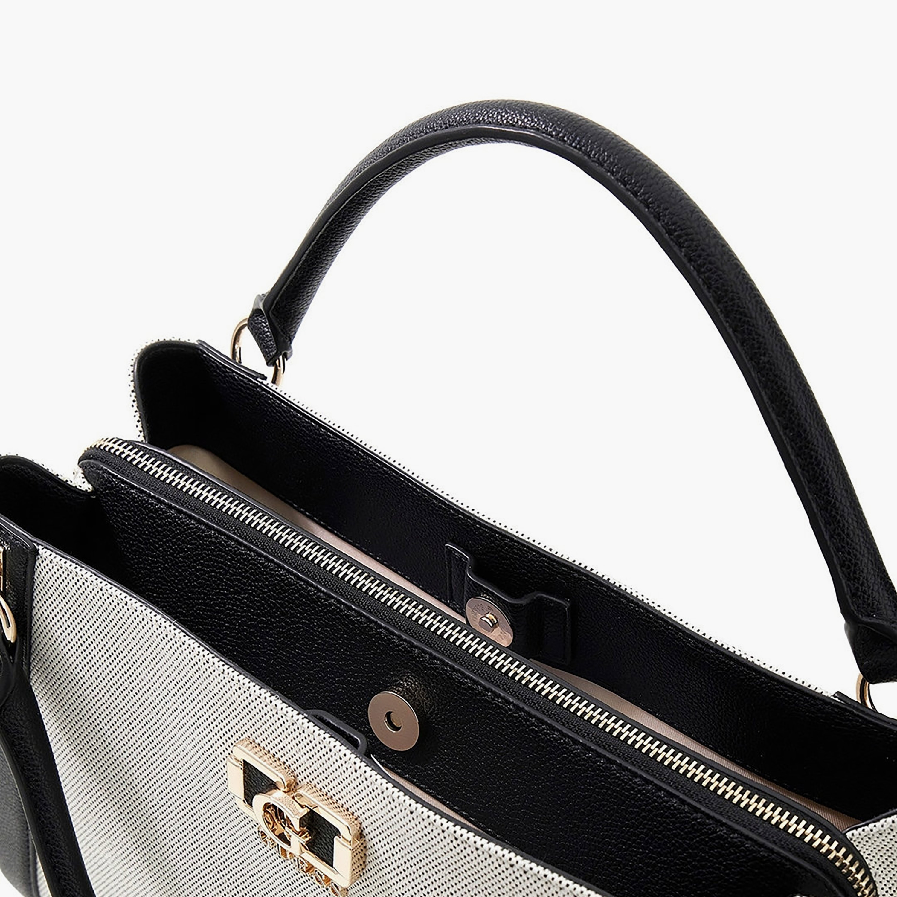Guess Karnilla Textured Double Handle Satchel Bag with Magnetic Closure-women-bagsandwallets-handbags-image-3