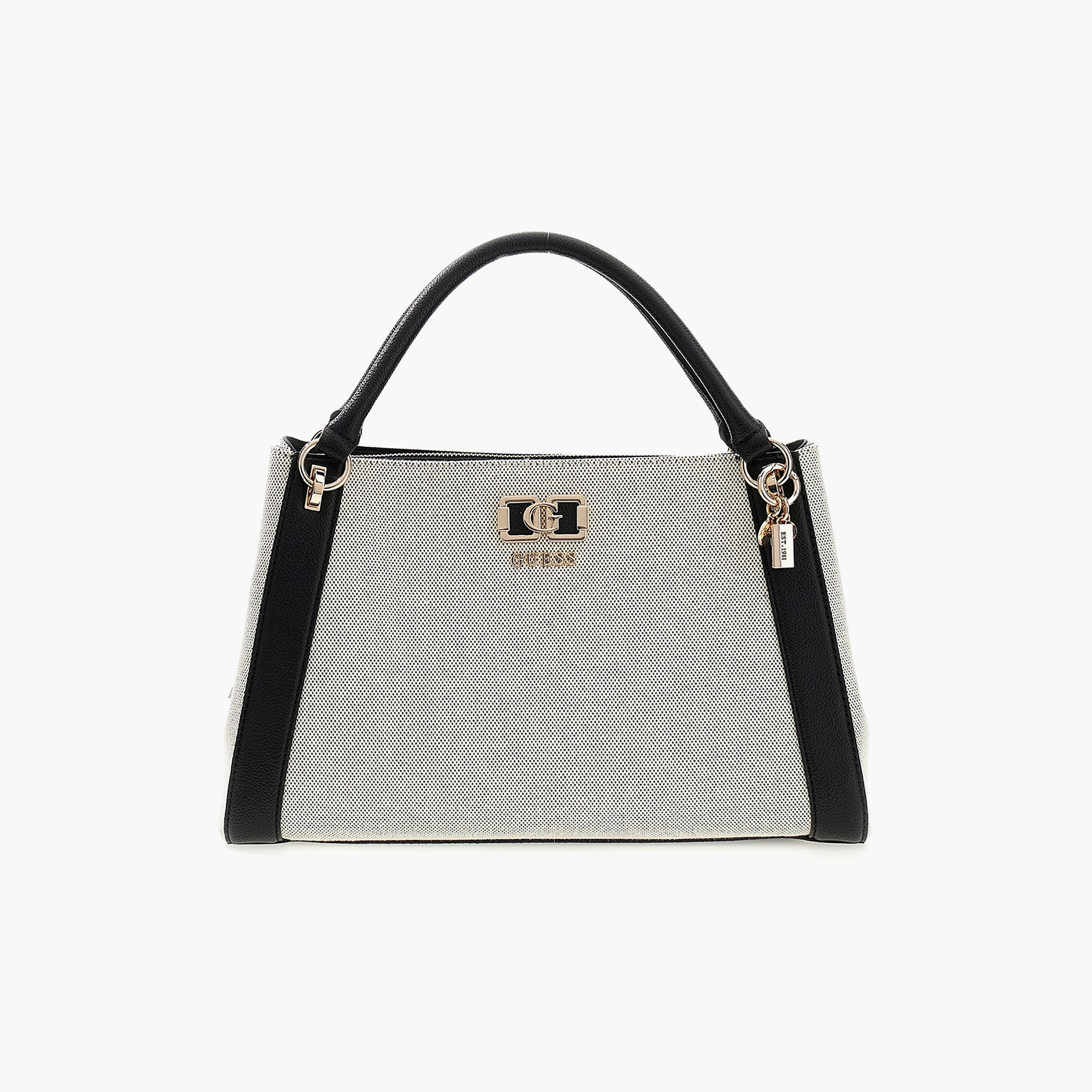Guess Karnilla Textured Double Handle Satchel Bag with Magnetic Closure-women-bagsandwallets-handbags-image-4