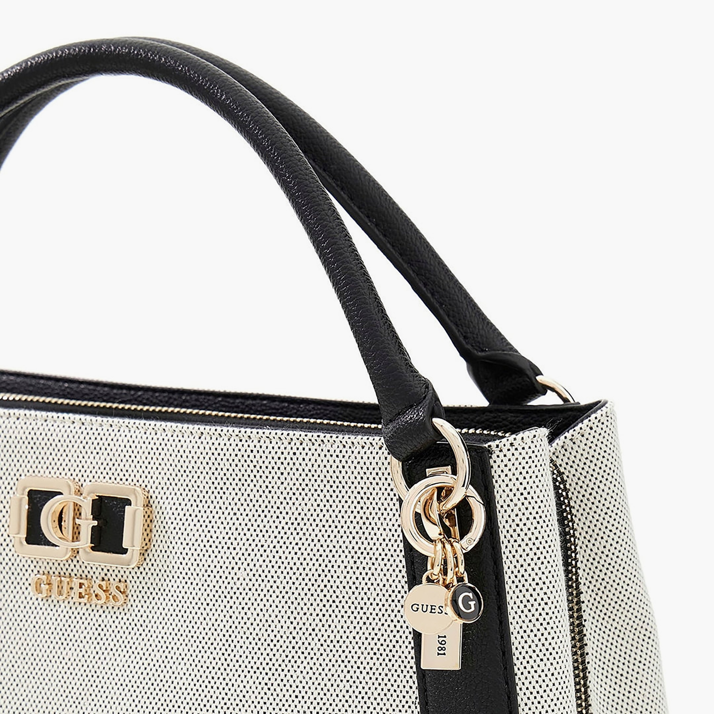 Guess Karnilla Textured Double Handle Satchel Bag with Magnetic Closure-women-bagsandwallets-handbags-image-5