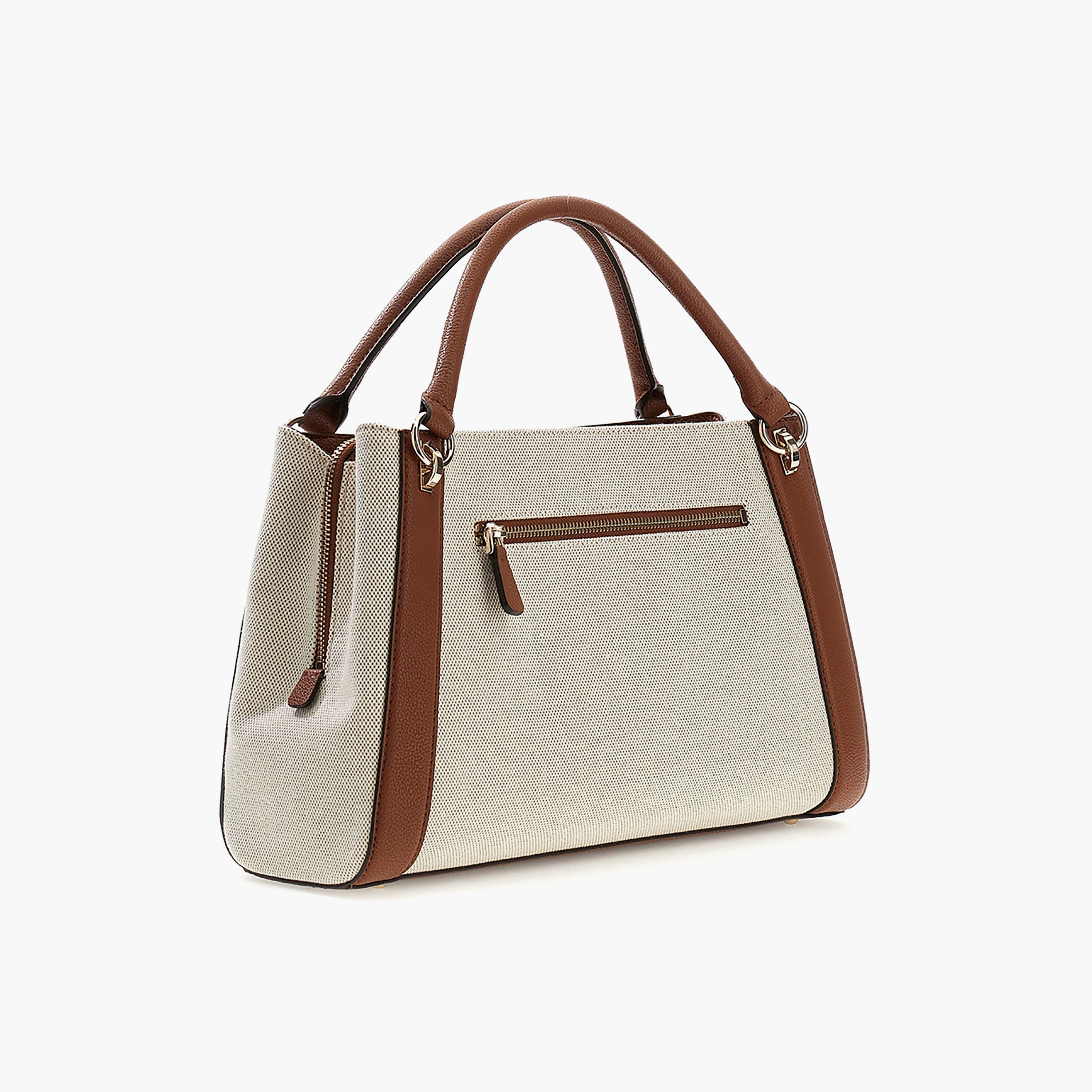 Guess Karnilla Textured Double Handle Satchel Bag with Magnetic Closure-women-bagsandwallets-handbags-image-2