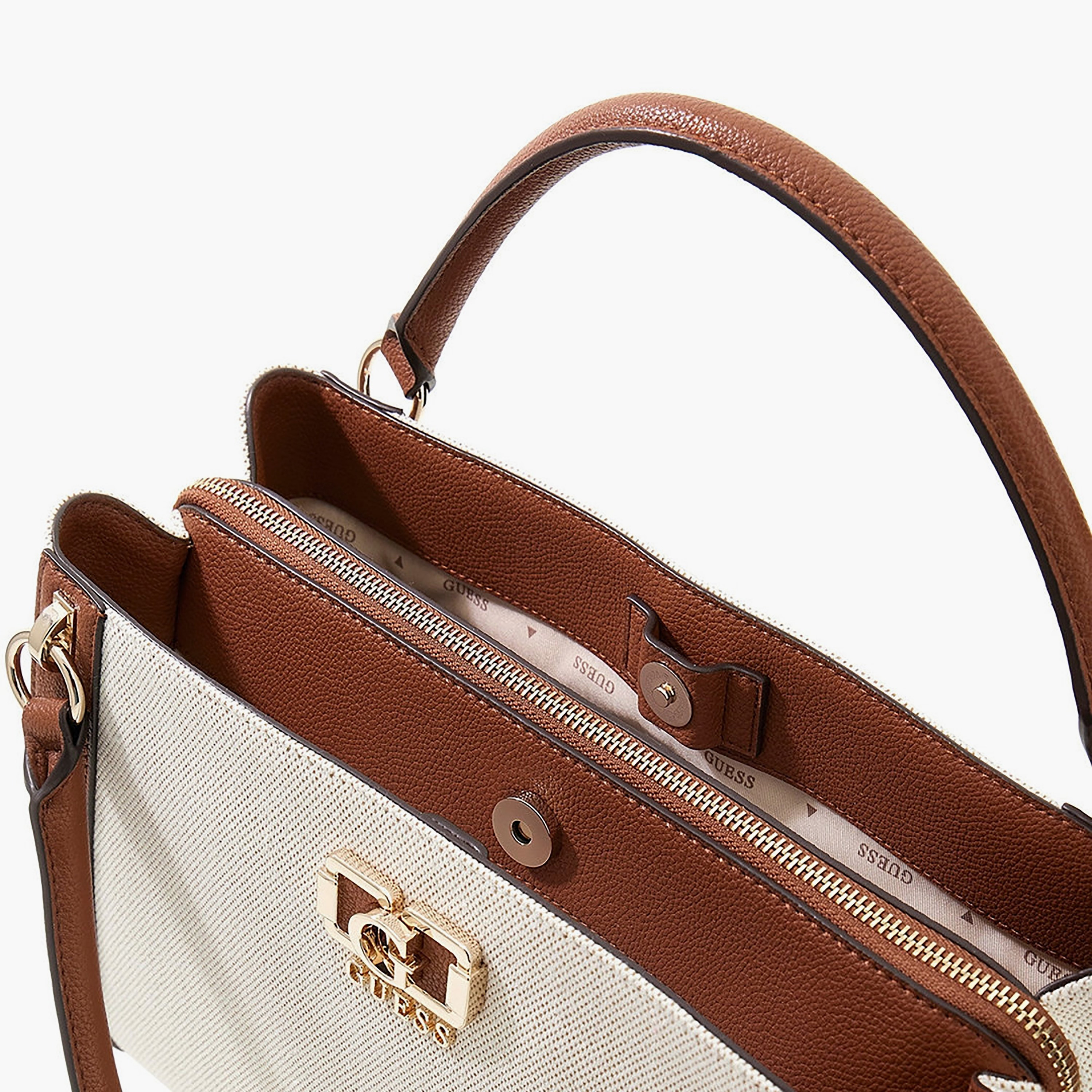 Guess Karnilla Textured Double Handle Satchel Bag with Magnetic Closure-women-bagsandwallets-handbags-image-3