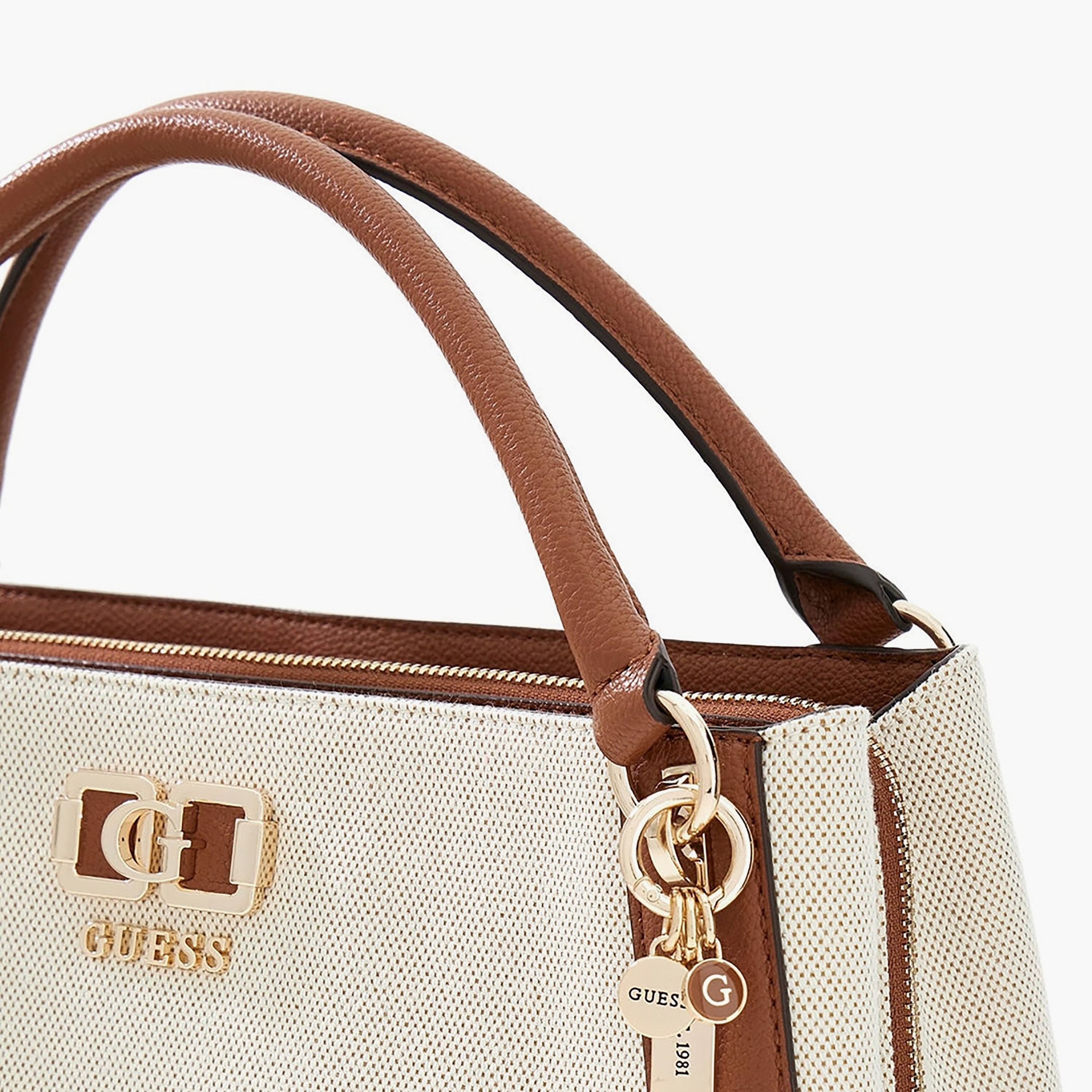 Guess Karnilla Textured Double Handle Satchel Bag with Magnetic Closure-women-bagsandwallets-handbags-image-5