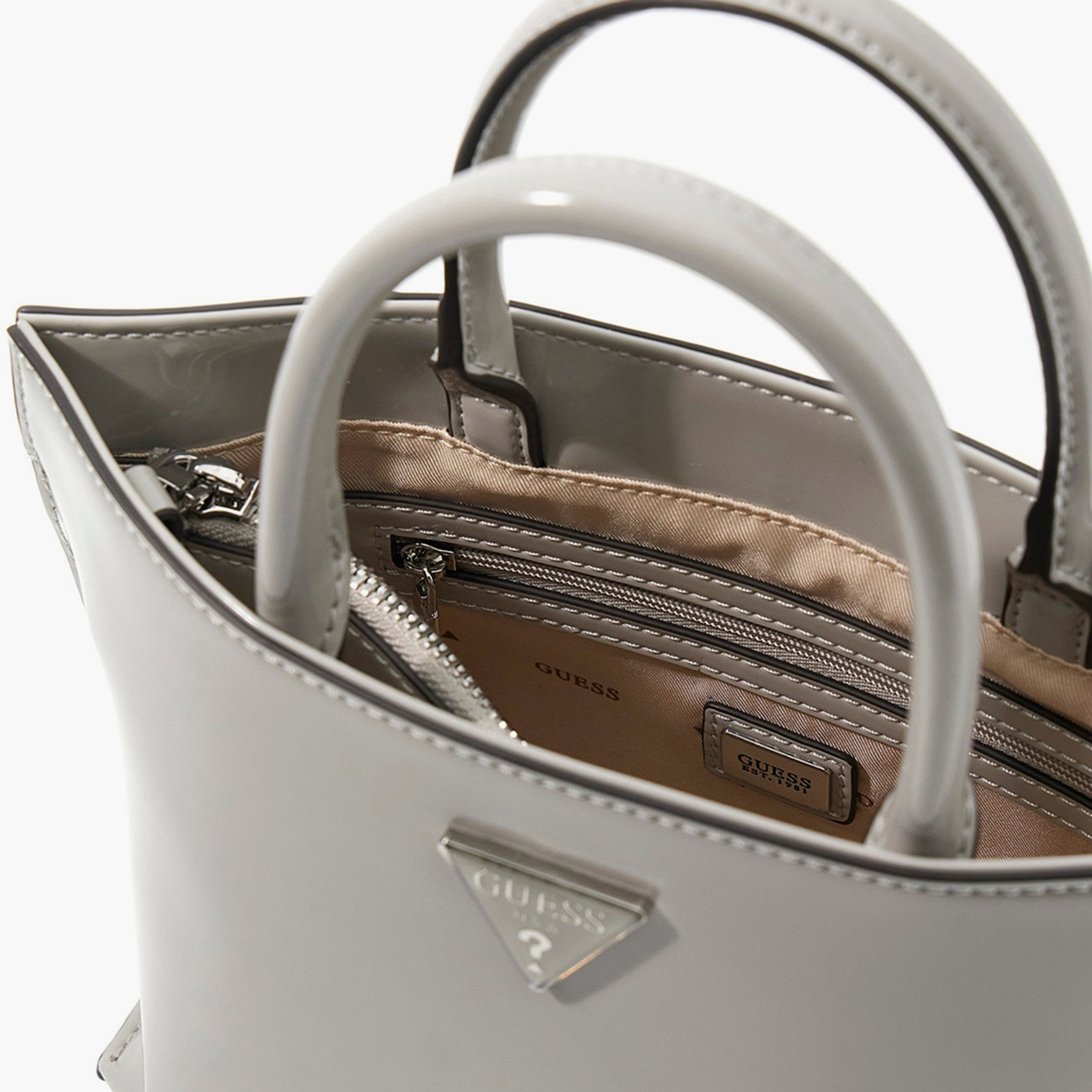 حقيبة يد Guess Arnela سادة بمقبضين وسحاب إغلاق وحزام قابل للفصل-women-bagsandwallets-handbags-image-3