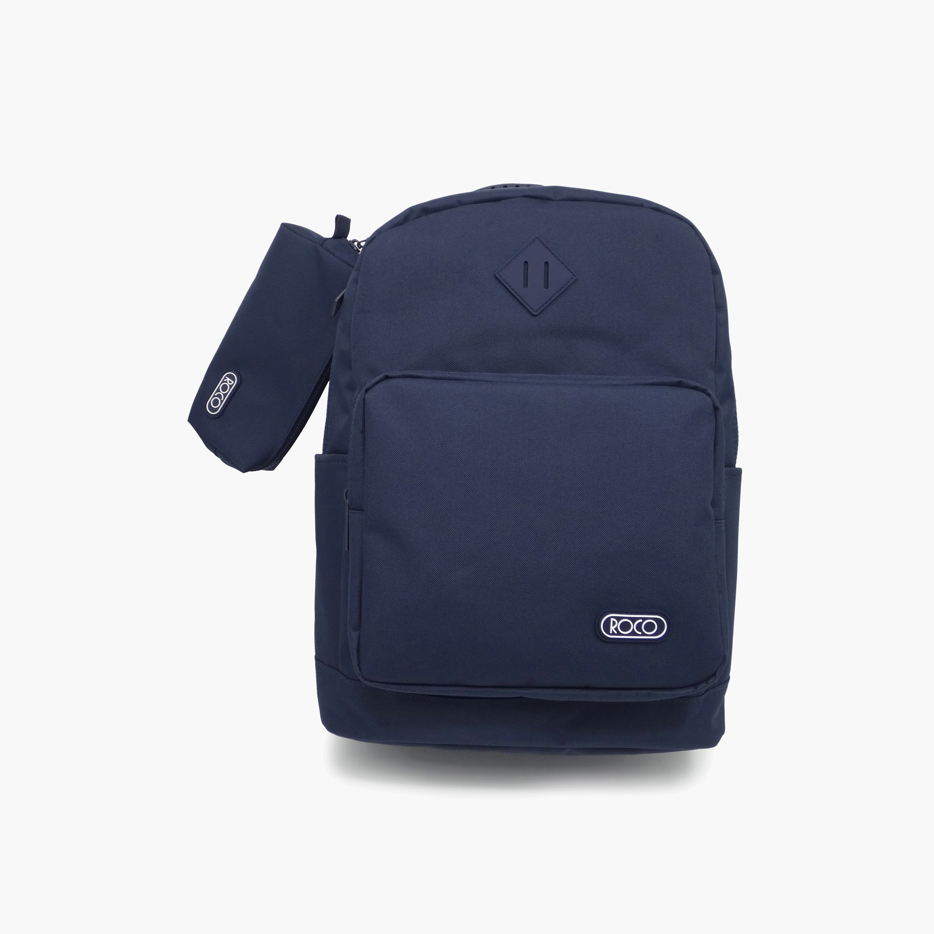 طقم حقيبة ظهر مدرسية سادة قطعتين من 5 إلى 8 سنوات مع مقلمة - 17 بوصة من روكو-school-bagsandbackpacks-backpacks-image-1