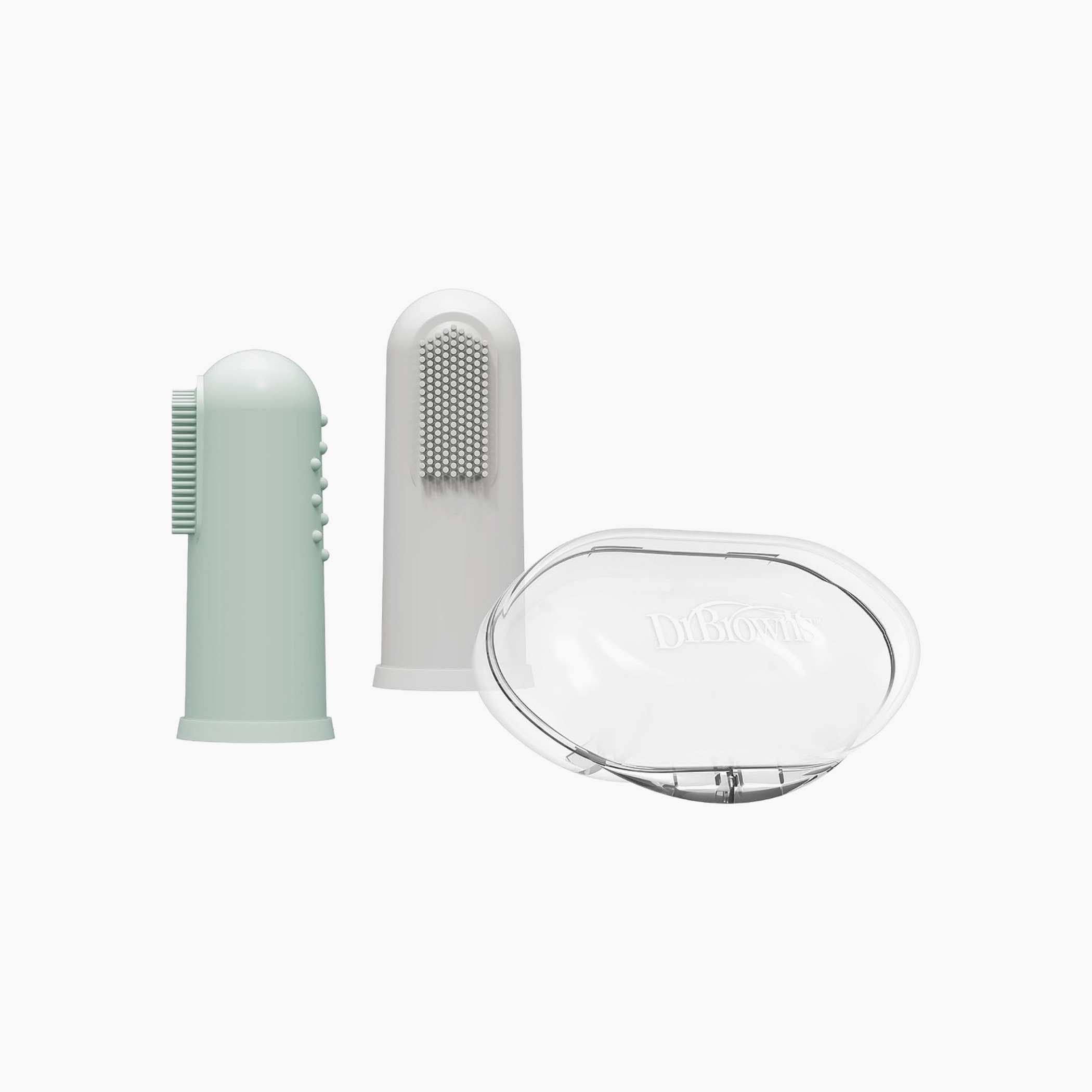 طقم فرش أسنان سيليكون للأصابع مع علبة من دكتور براونز - فرشتين-baby-bathandcare-oralcare-teethanddentalcare-image-10