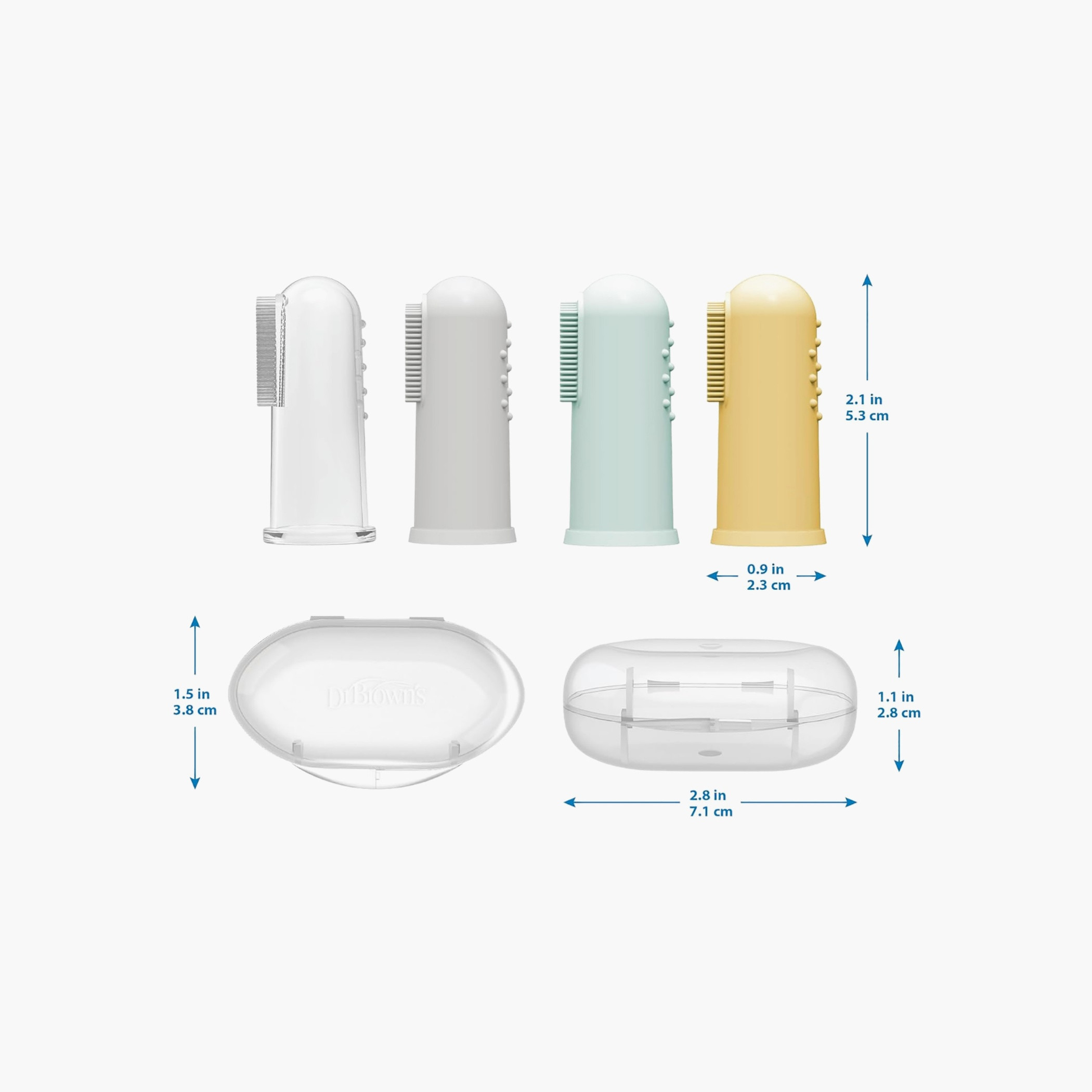 طقم فرش أسنان سيليكون للأصابع مع علبة من دكتور براونز - فرشتين-baby-bathandcare-oralcare-teethanddentalcare-image-3