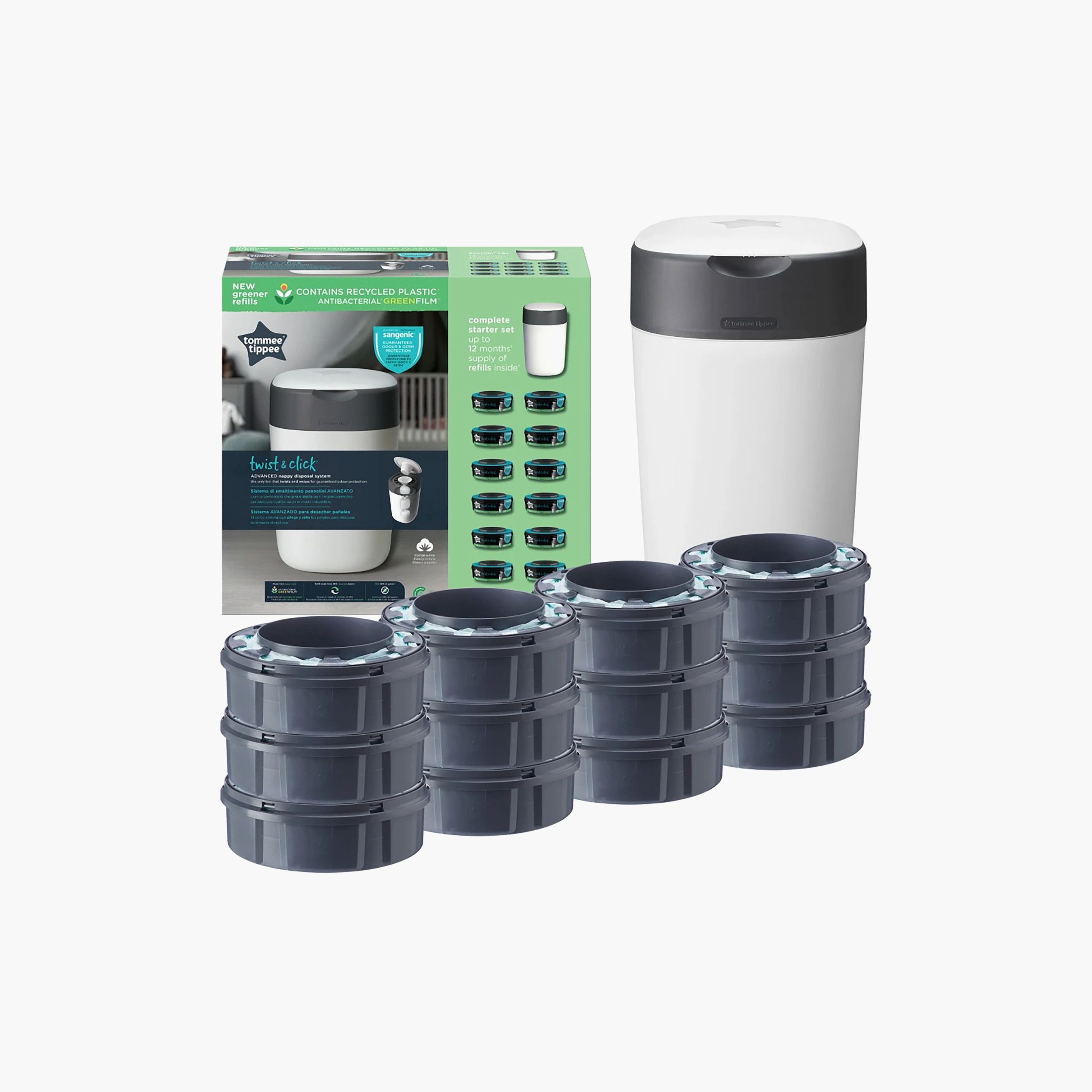 Tommee Tippee Twist & Click Nappy Bin with Refill Cassettes Set-baby-diapering-binsandrefills-image-8