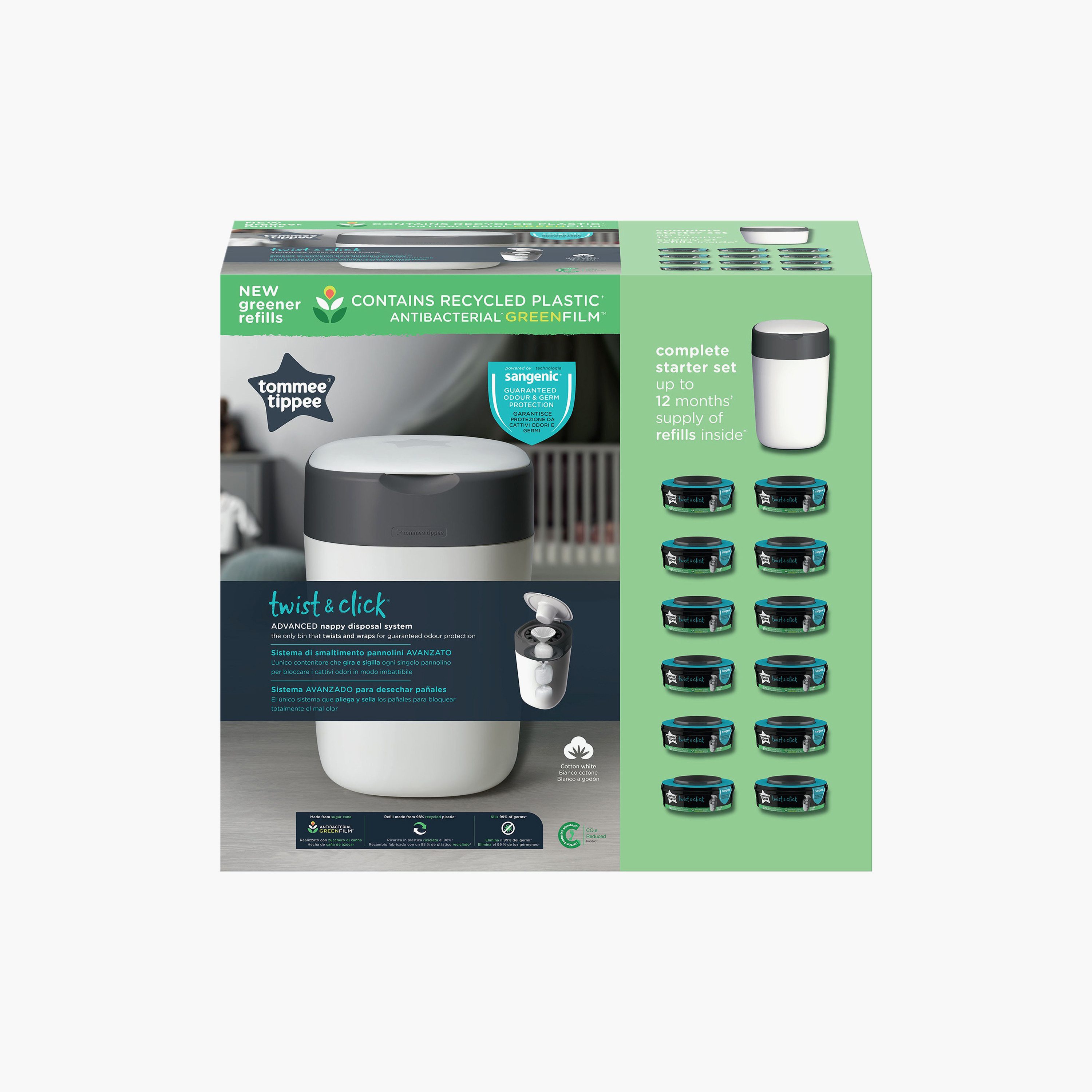 Tommee Tippee Twist & Click Nappy Bin with Refill Cassettes Set-baby-diapering-binsandrefills-image-9