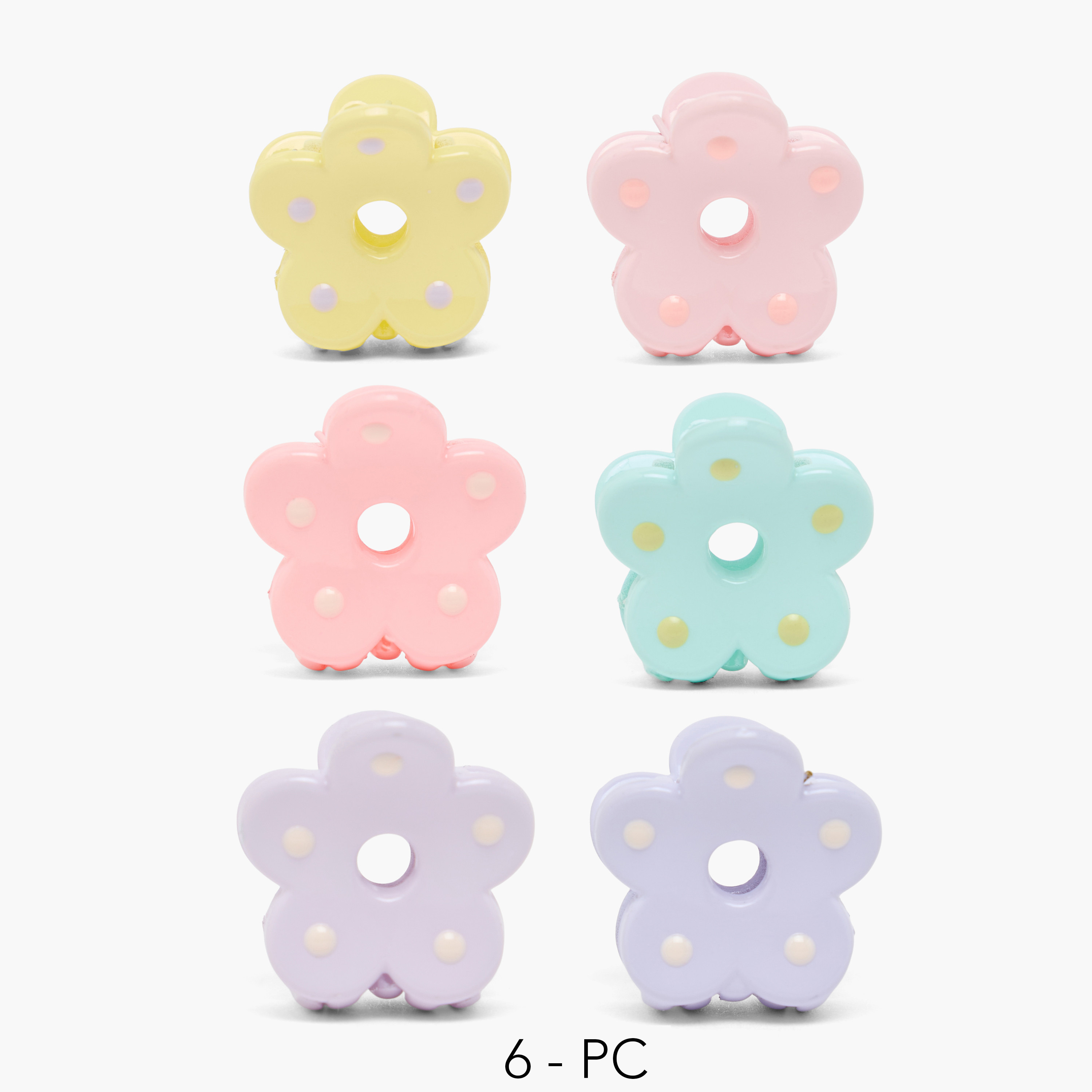 مشابك شعر مخلبية بزهور وطبعات منقطة من تشارمز - طقم من 3 قطع-girls-accessories-hairaccessories-image-1