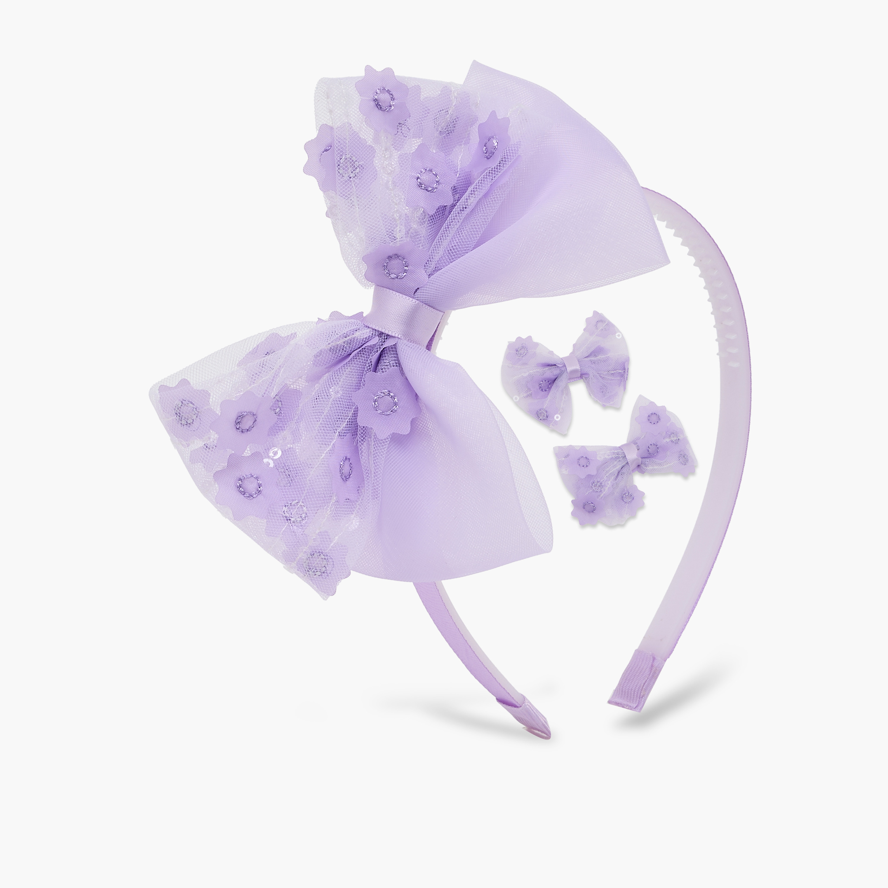 شريطة شعر فيونكة مع مشابك شعر من تشارمز - طقم من 3 قطع-girls-accessories-hairaccessories-image-1