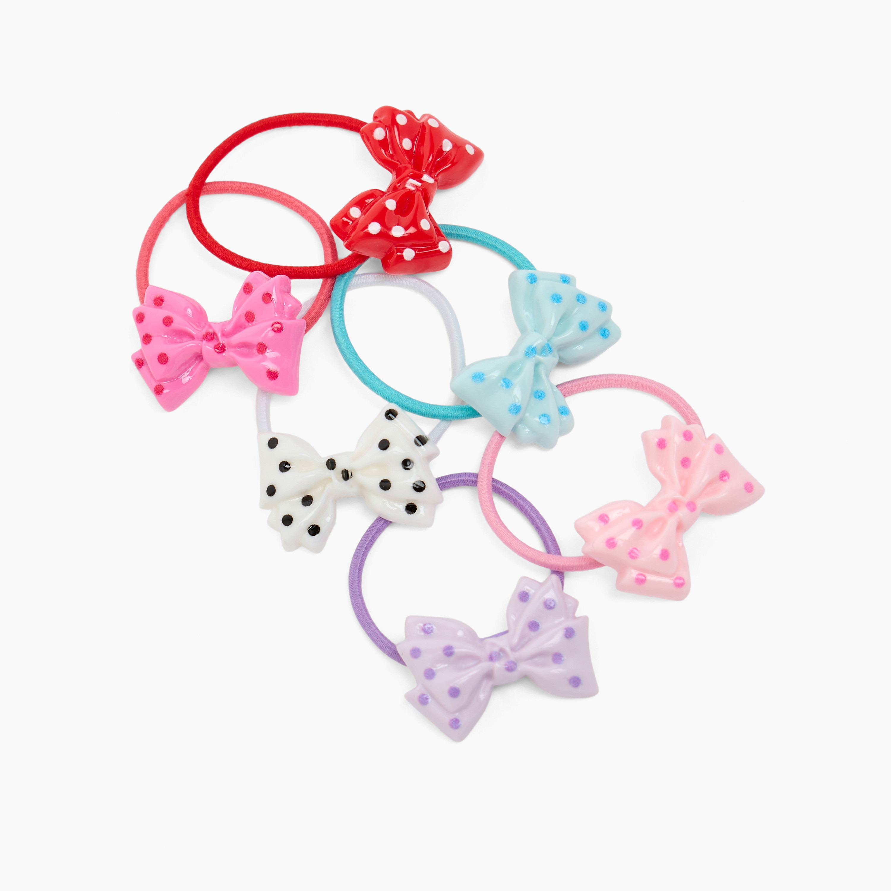 طقم ربطات شعر على شكل فيونكة بطبعات منقطة من تشارمز - 6 قطع-girls-accessories-hairaccessories-image-3