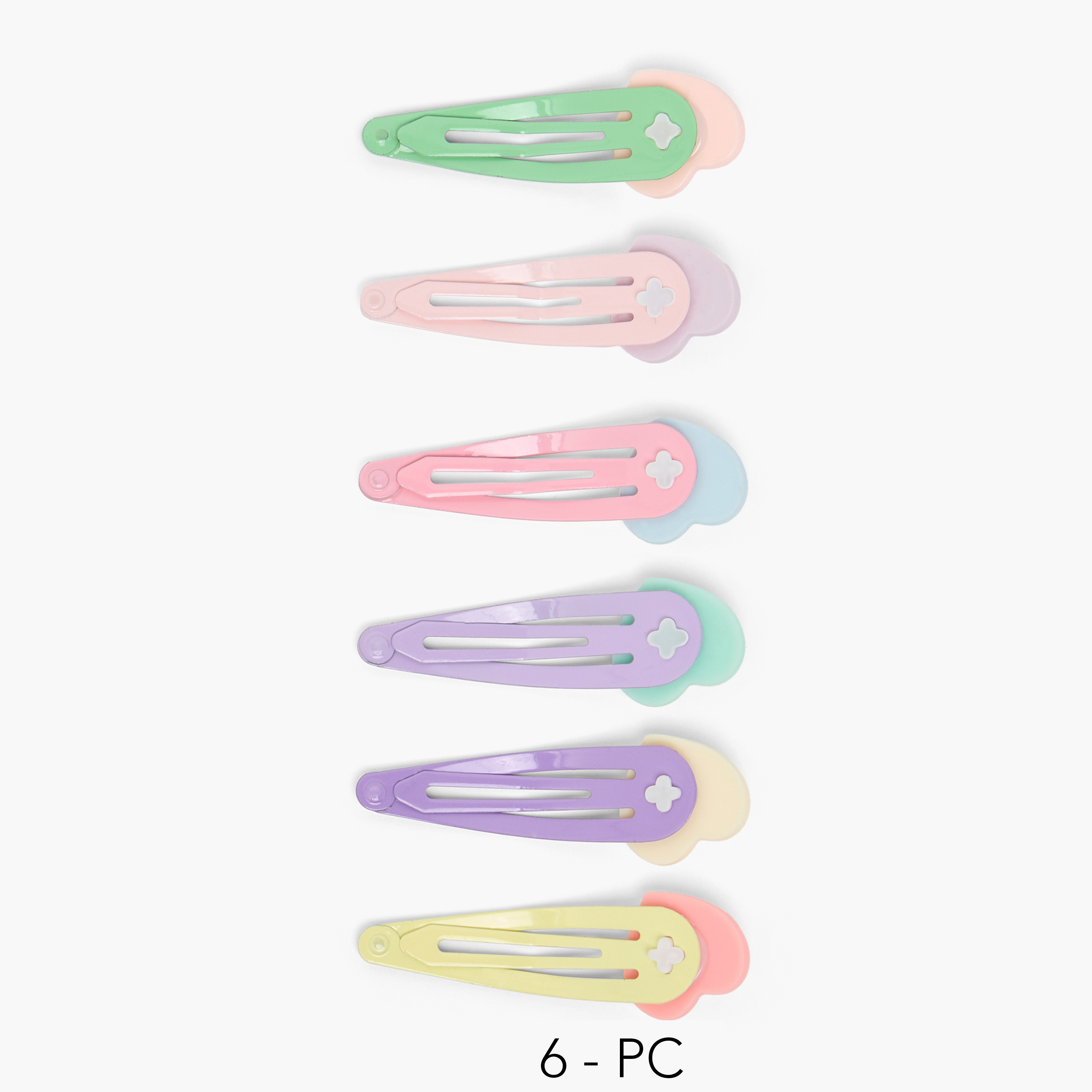 طقم مشابك شعر بتفاصيل قلب من تشارمز - 6 قطع-girls-accessories-hairaccessories-image-1