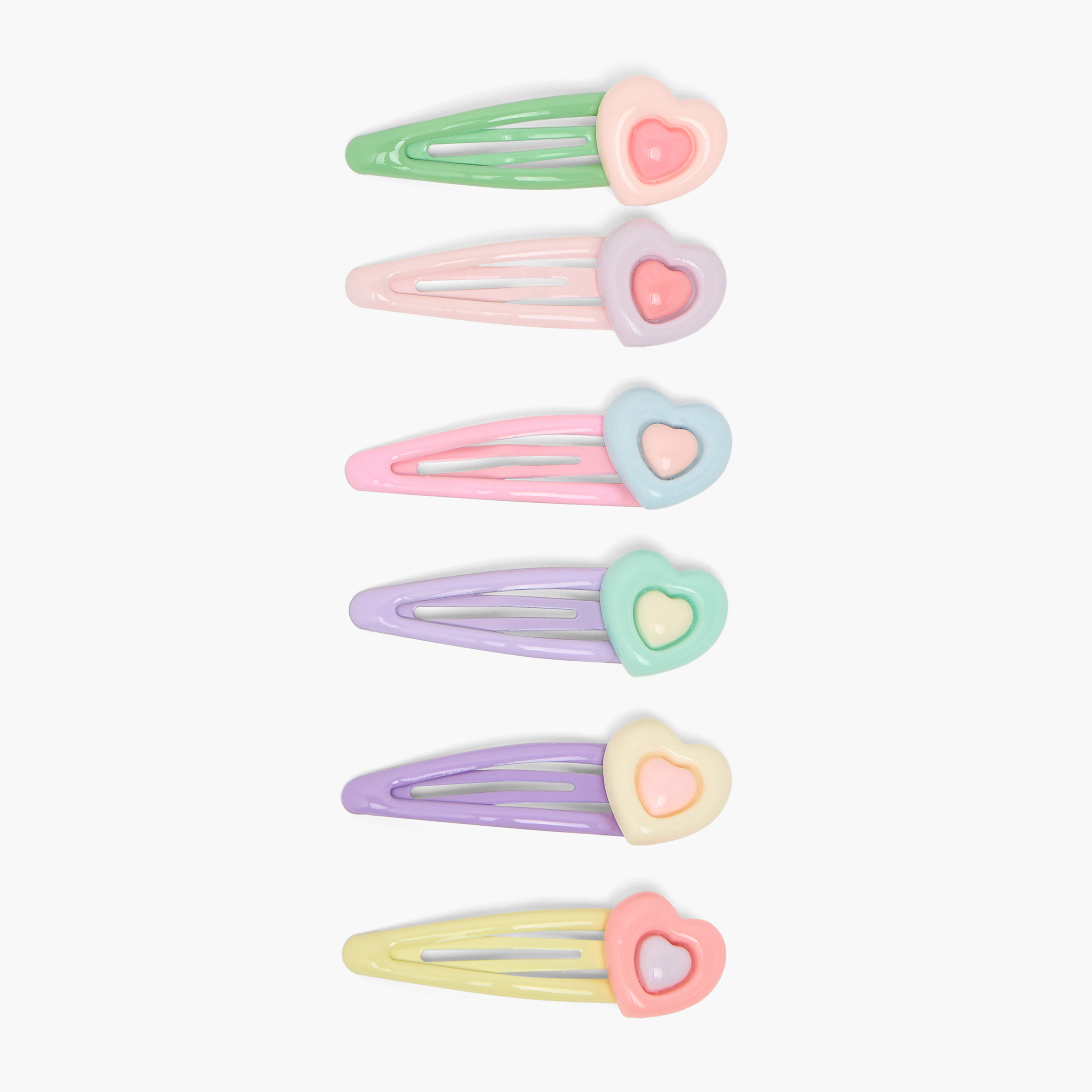 طقم مشابك شعر بتفاصيل قلب من تشارمز - 6 قطع-girls-accessories-hairaccessories-image-2
