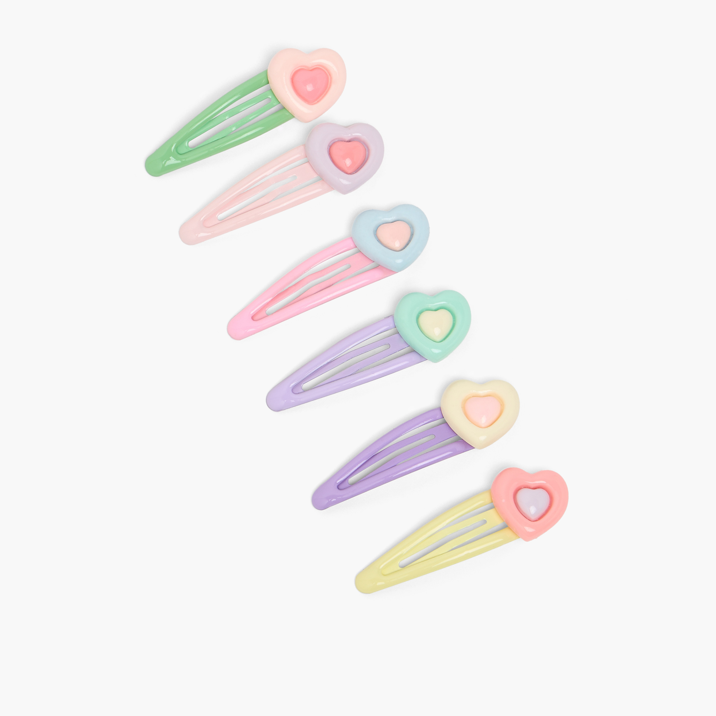 طقم مشابك شعر بتفاصيل قلب من تشارمز - 6 قطع-girls-accessories-hairaccessories-image-4