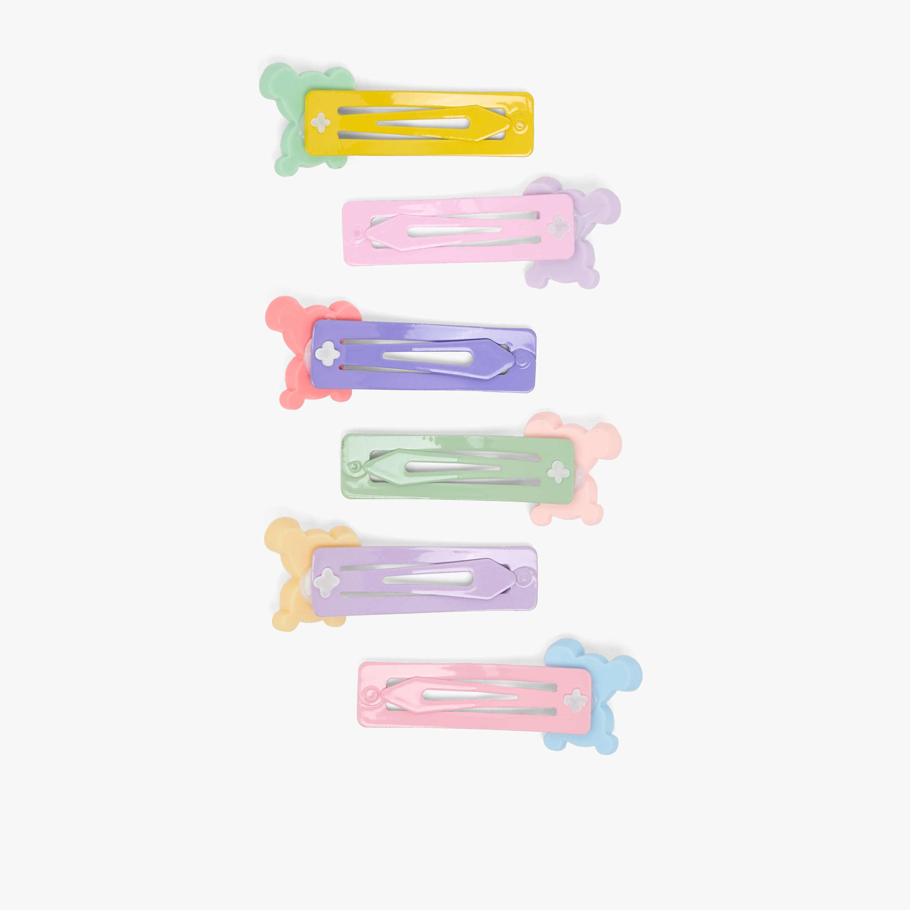 طقم مشابك شعر بتزيينات دببة تيدي من تشارمز - عبوة من 6 قطع-girls-accessories-hairaccessories-image-2
