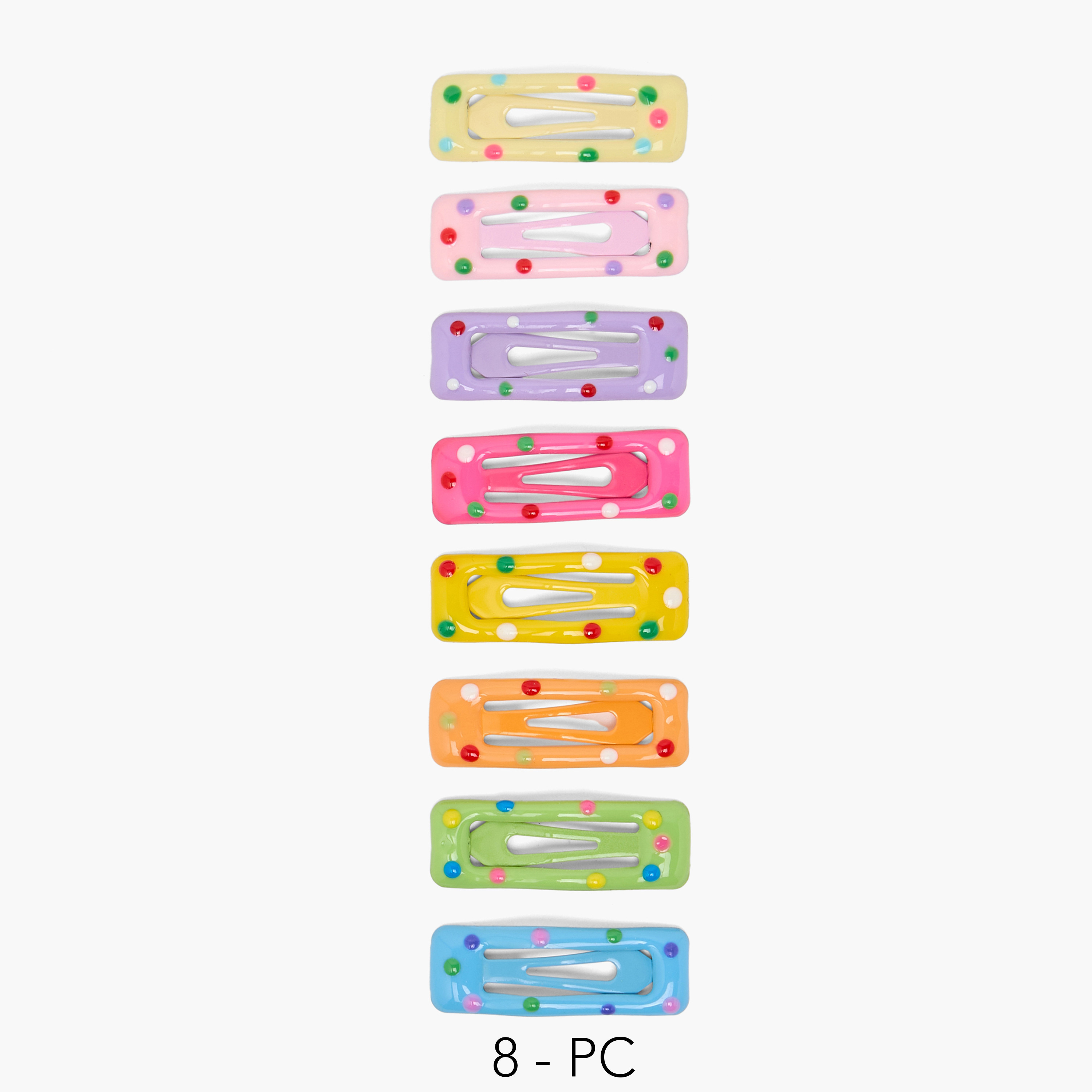 مشابك شعر كبس بطبعات منقطة من تشارمز - طقم من 8 قطع-girls-accessories-hairaccessories-image-1