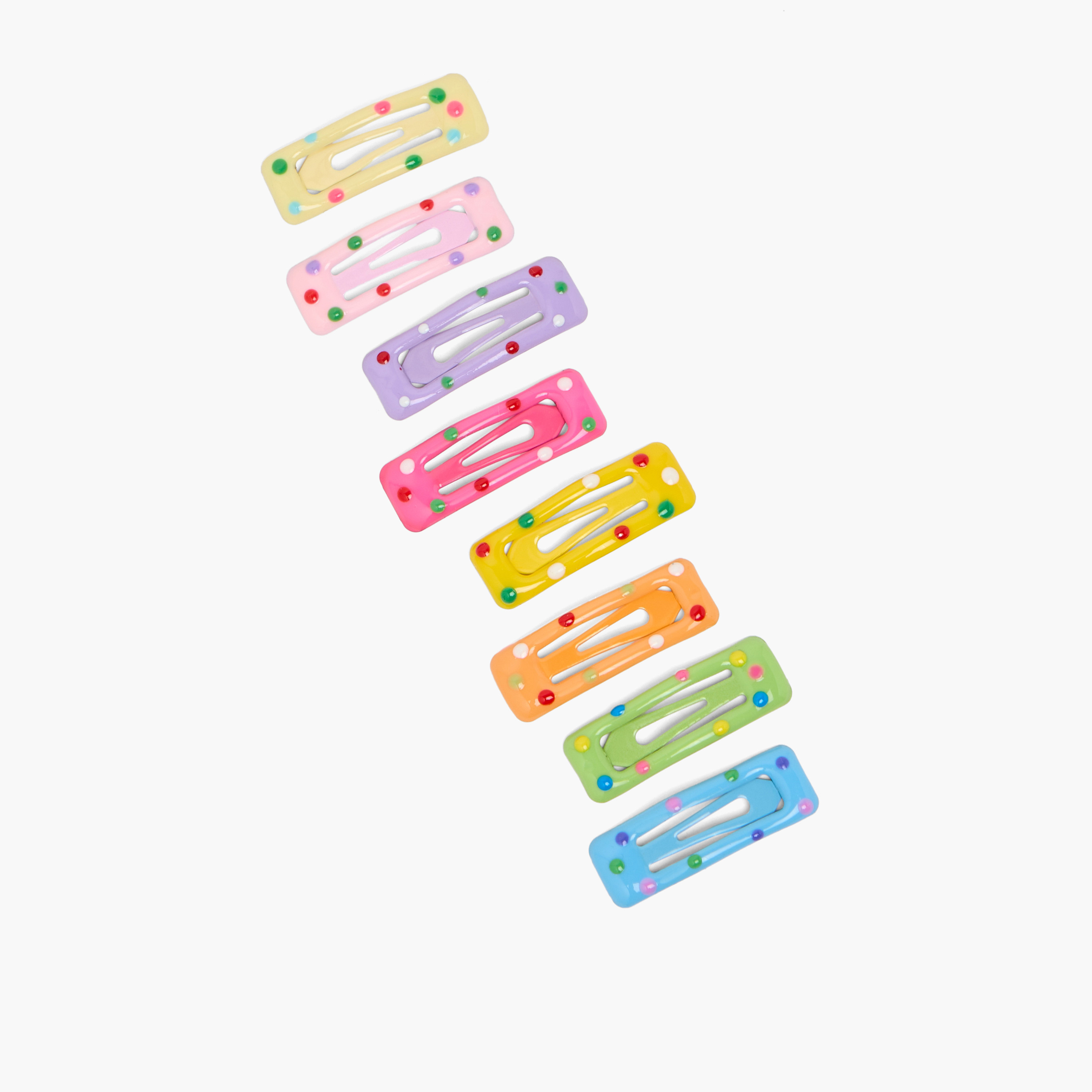 مشابك شعر كبس بطبعات منقطة من تشارمز - طقم من 8 قطع-girls-accessories-hairaccessories-image-3